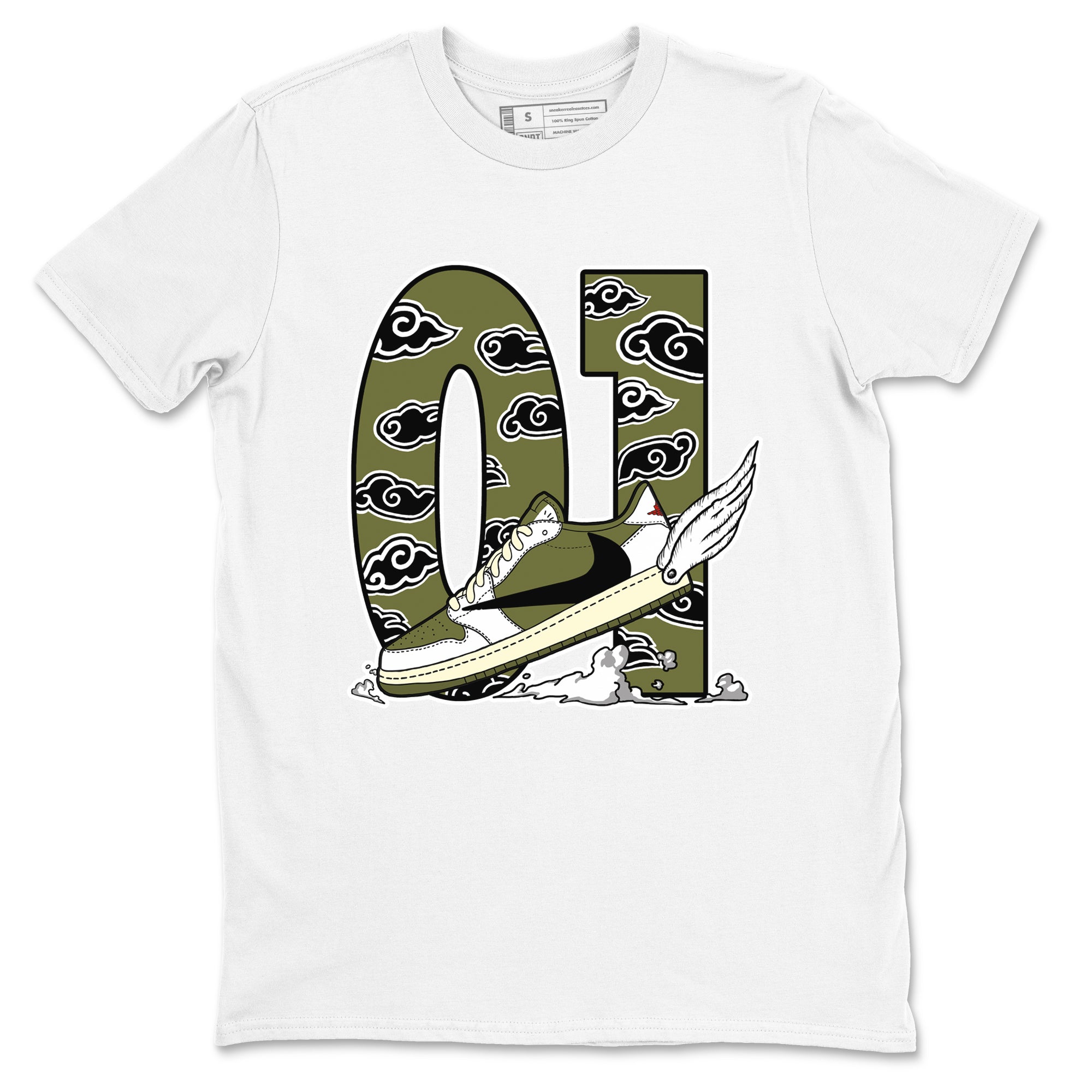 Fly To The Clouds snkmatch Tees - Air Jordan 1 Travis Scott Medium Olive