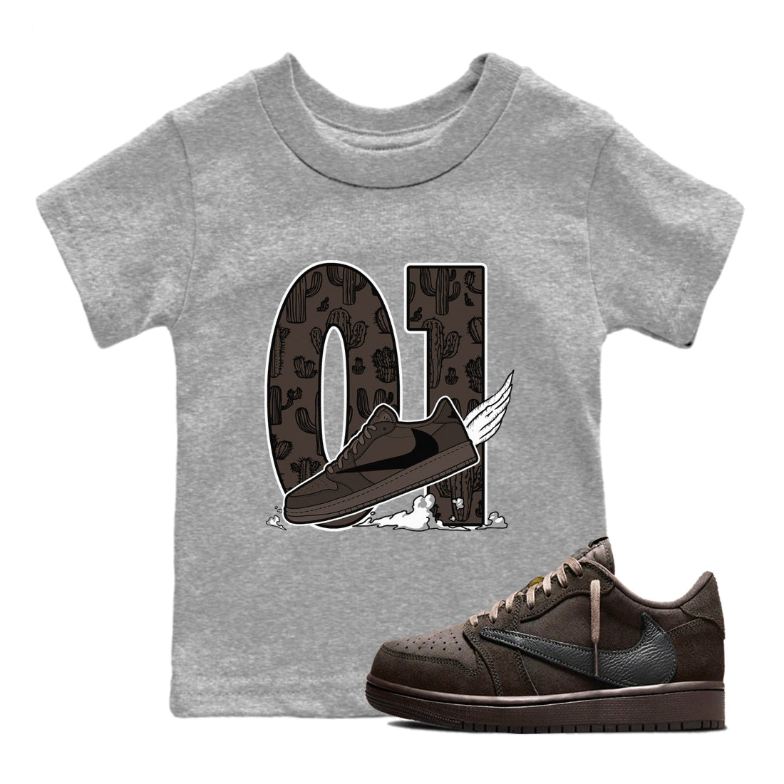 Fly To The Clouds snkmatch Tees Kids - Air Jordan 1 Travis Scott Velvet Brown