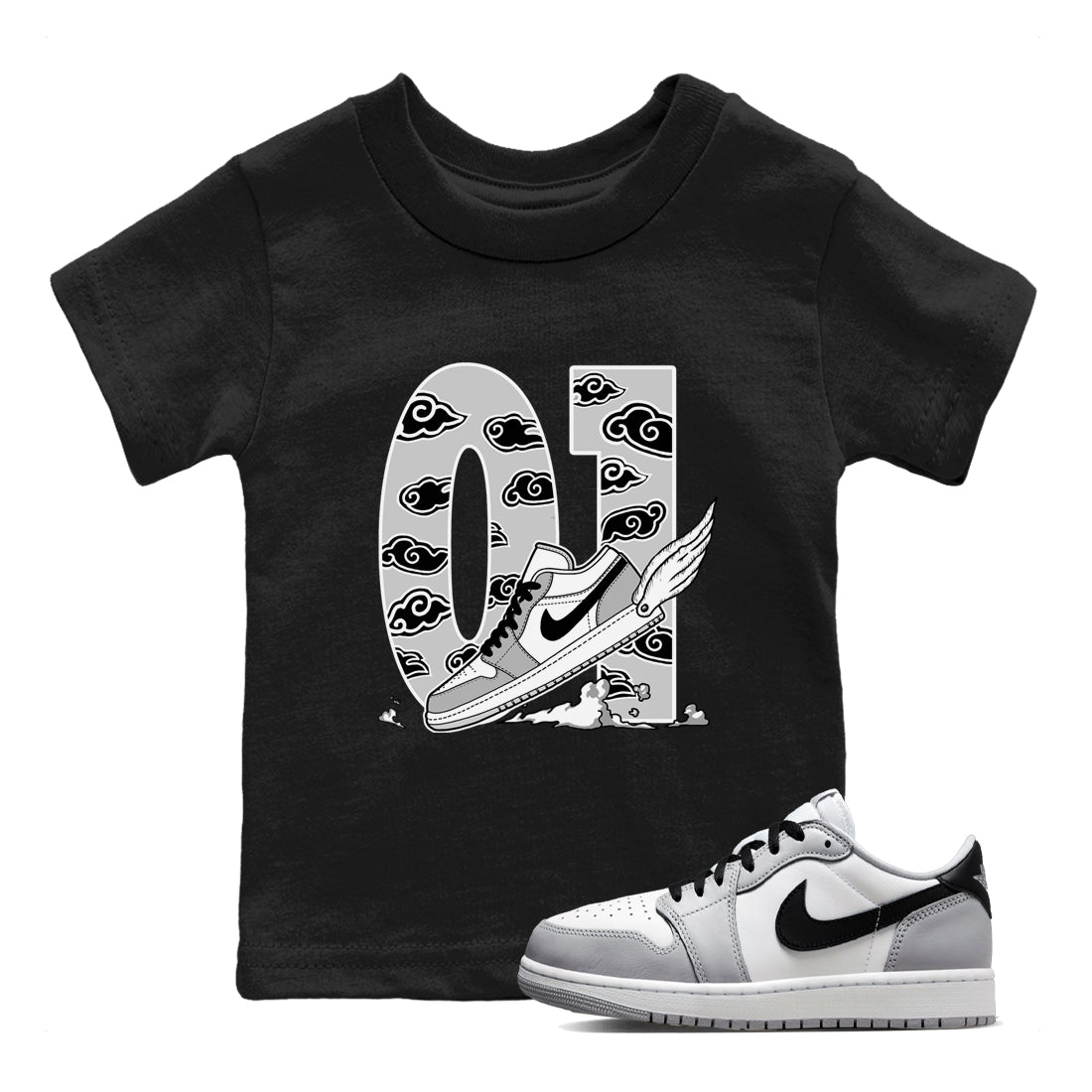 Fly To The Clouds snkmatch Tees Kids - Air Jordan 1 Wolf Grey