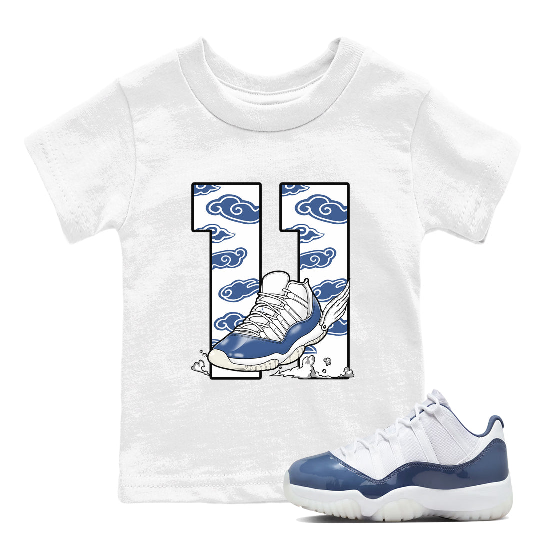 Fly To The Clouds snkmatch Tees Kids - Air Jordan 11 Diffused Blue