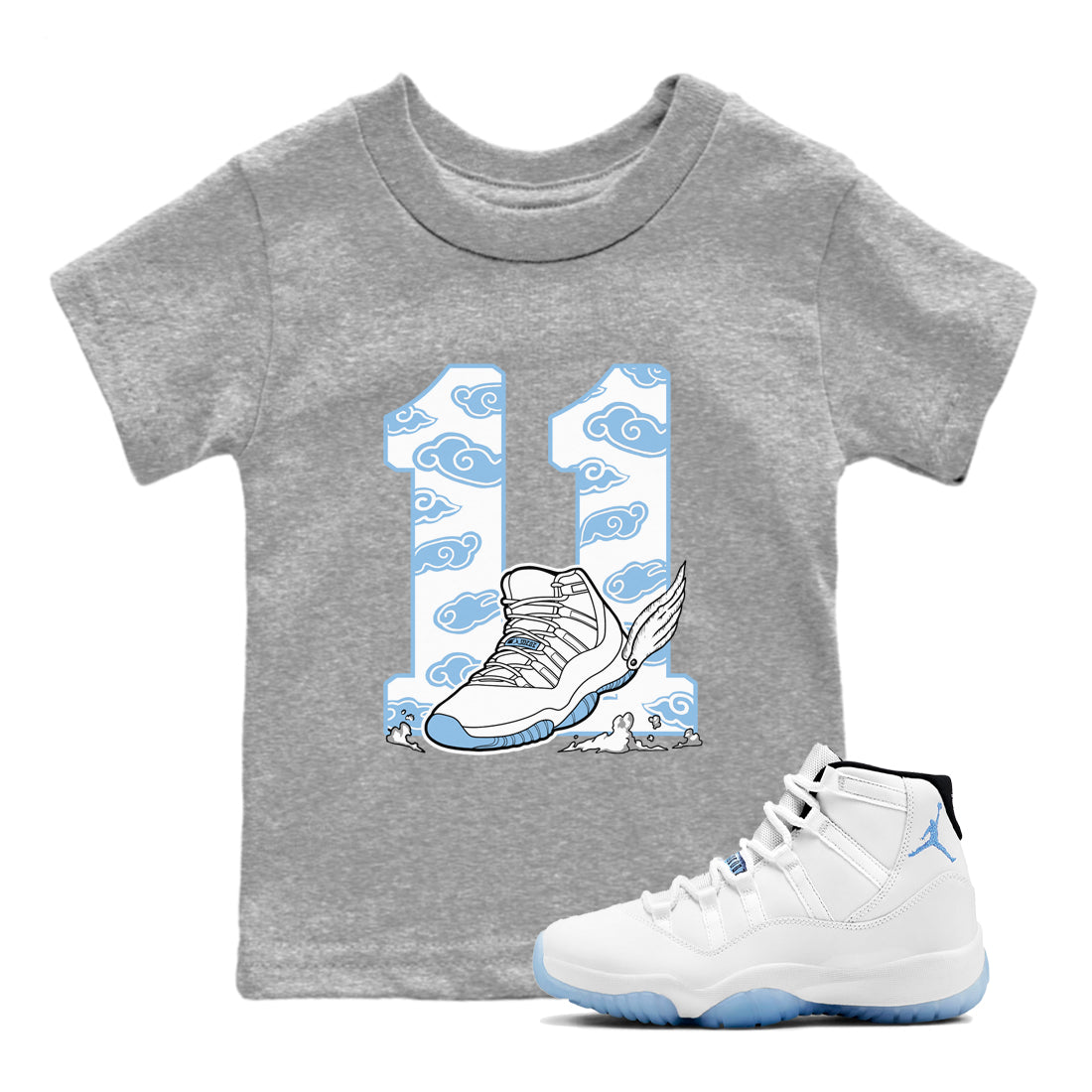 Fly To The Clouds snkmatch Tees Kids - Air Jordan 11 Legend Blue
