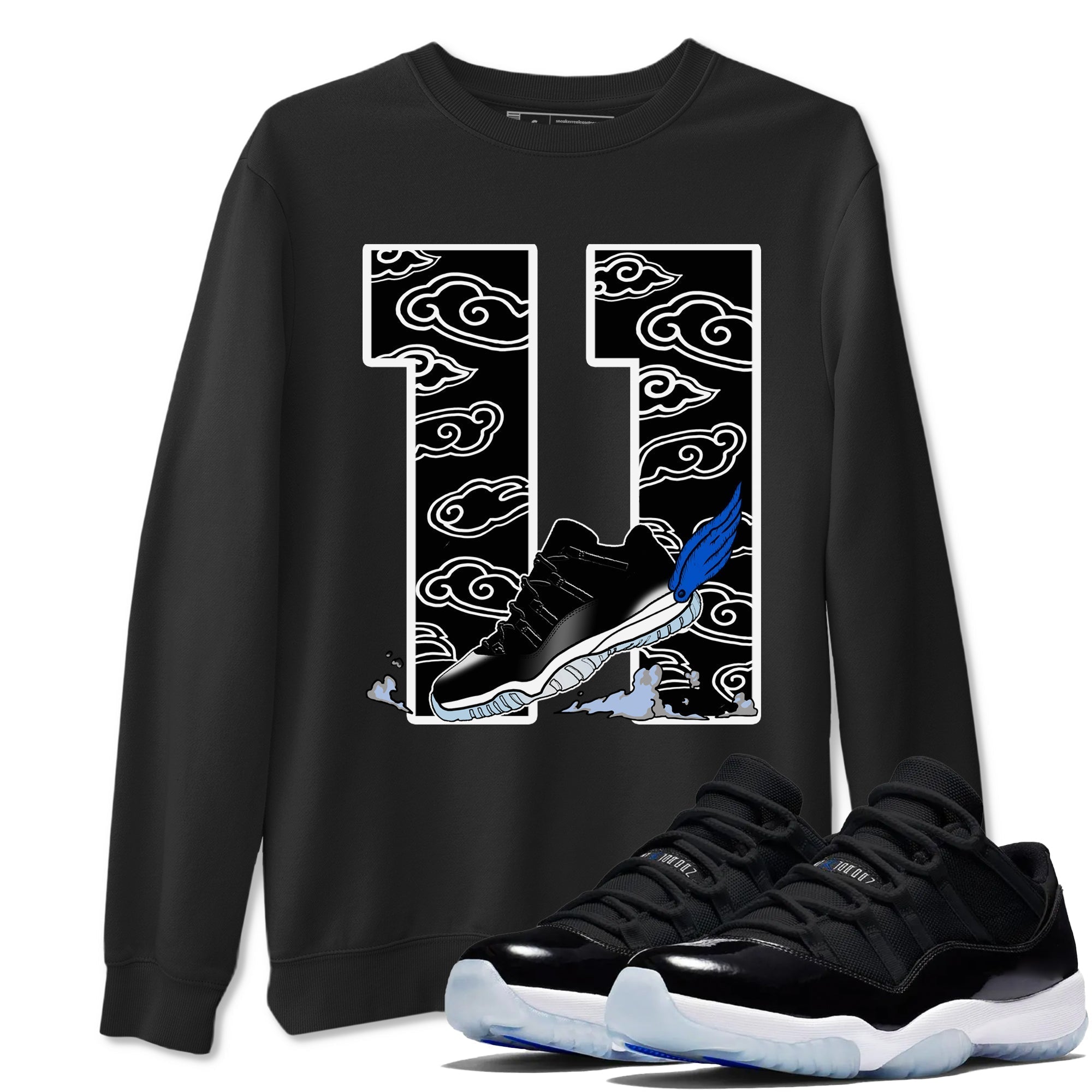 Fly To The Clouds snkmatch Tees - Air Jordan 11 Black and Varsity Royal