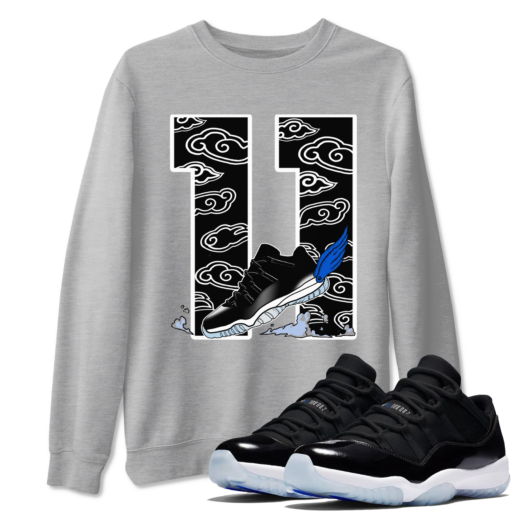 Fly To The Clouds snkmatch Tees - Air Jordan 11 Black and Varsity Royal