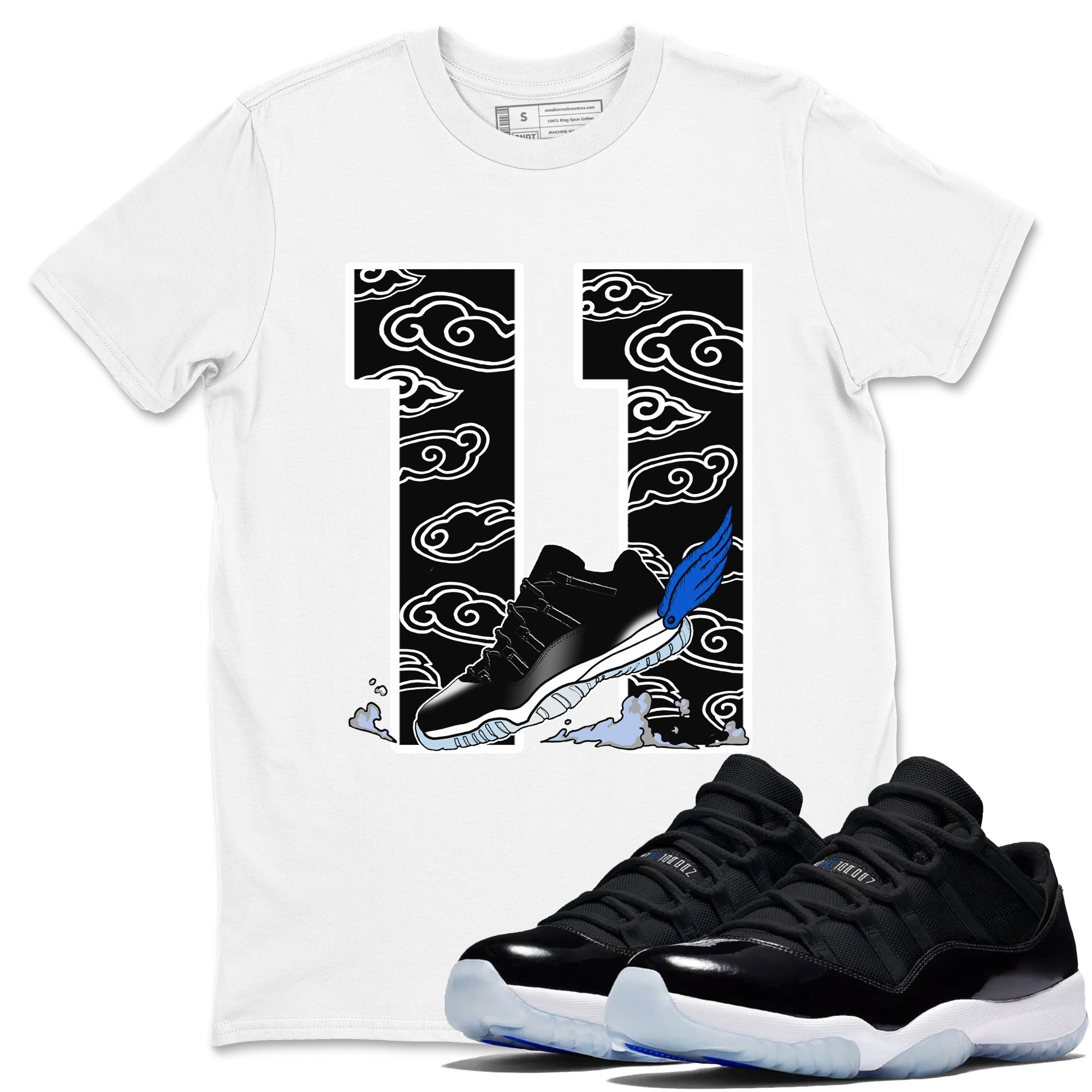 Fly To The Clouds snkmatch Tees - Air Jordan 11 Black and Varsity Royal