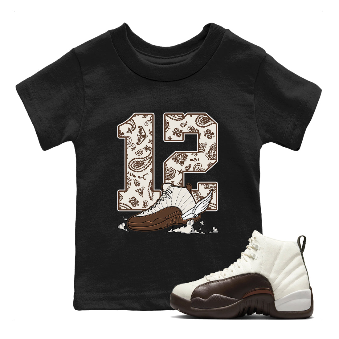 Fly To The Clouds snkmatch Tees Kids - Air Jordan 12 Baroque Brown