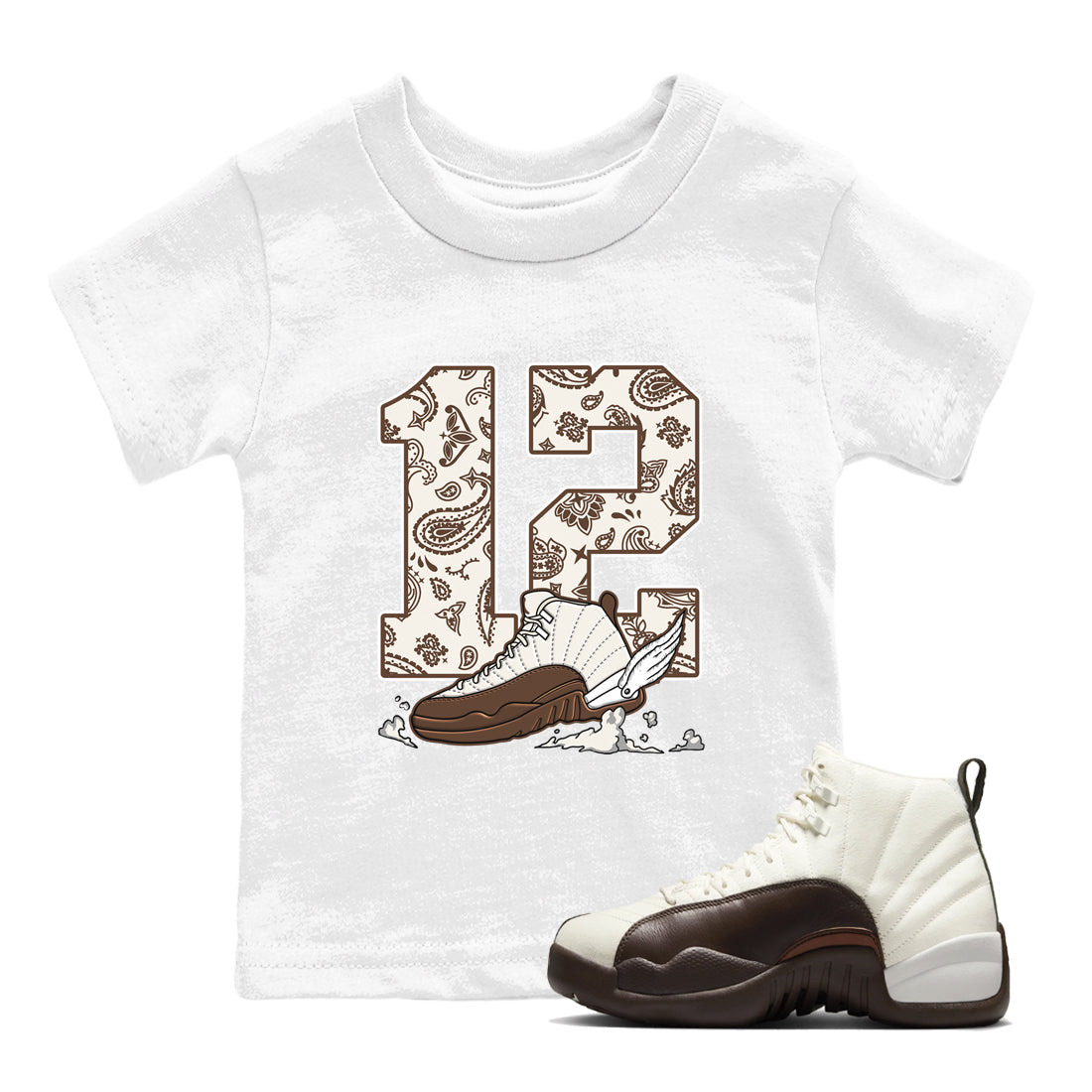 Fly To The Clouds snkmatch Tees Kids - Air Jordan 12 Baroque Brown