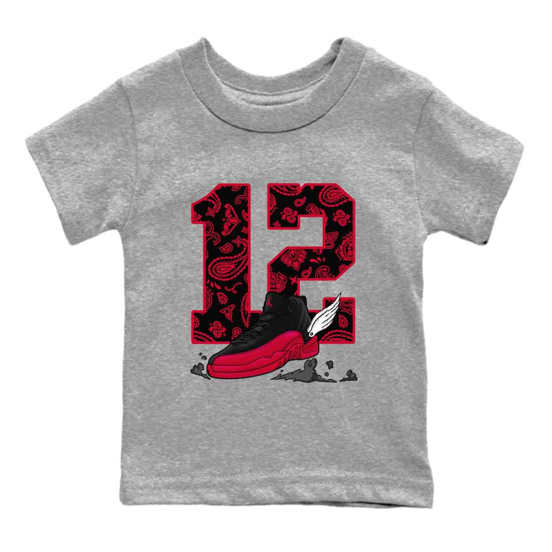 Fly To The Clouds snkmatch Tees Kids - Air Jordan 12 Flu Game