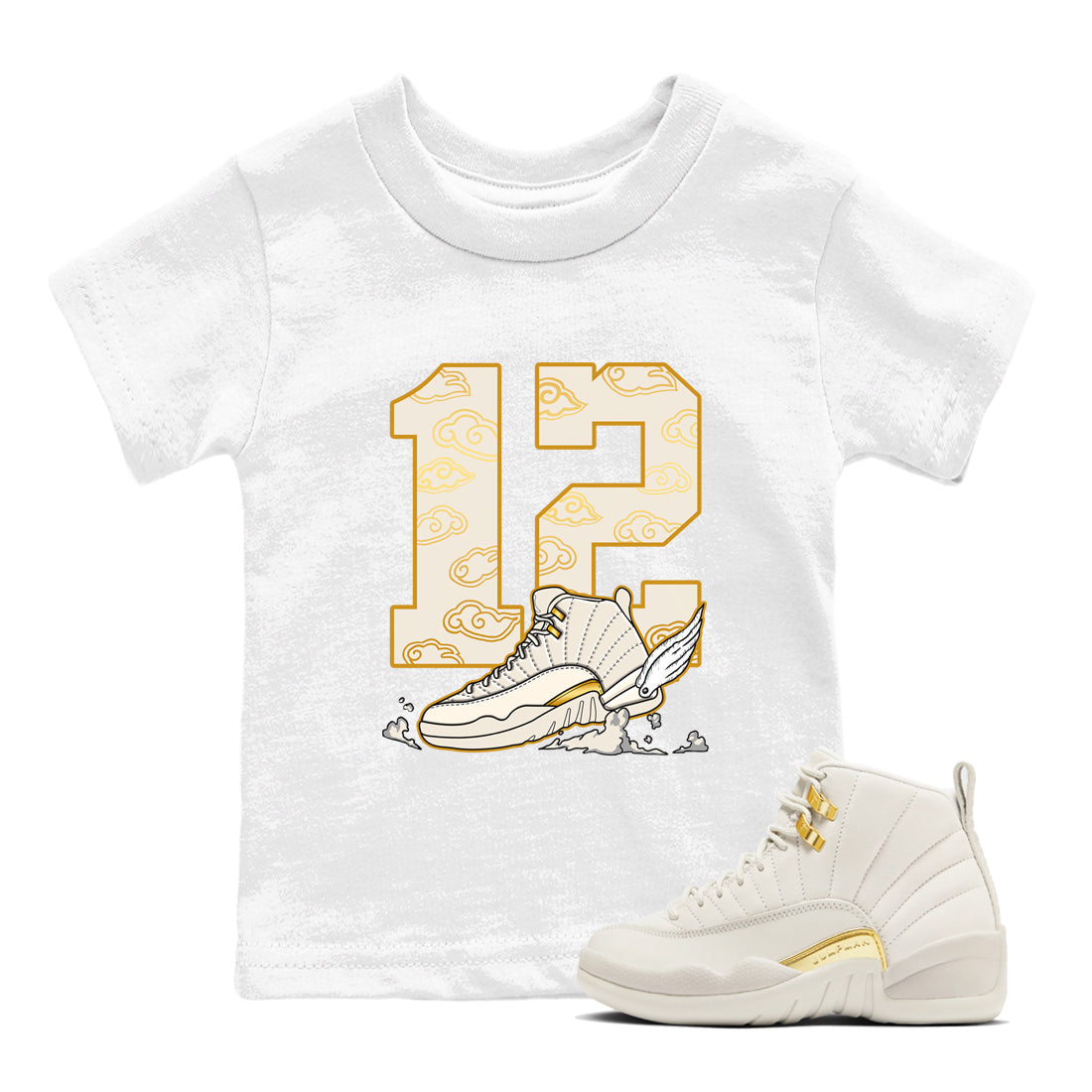 Fly To The Clouds snkmatch Tees Kids - Air Jordan 12 Phantom