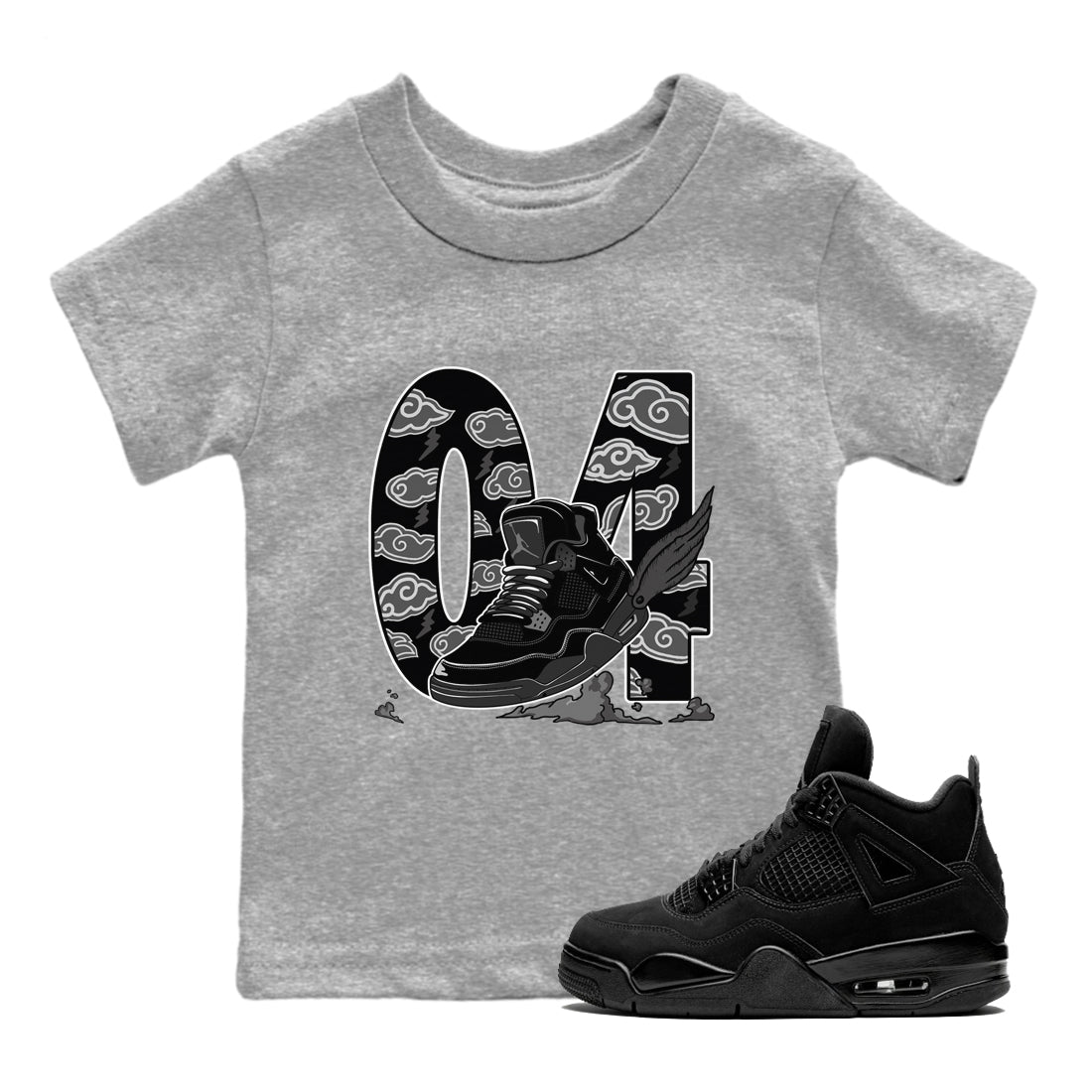 Fly To The Clouds snkmatch Tees Kids - Air Jordan 4 Black Cat