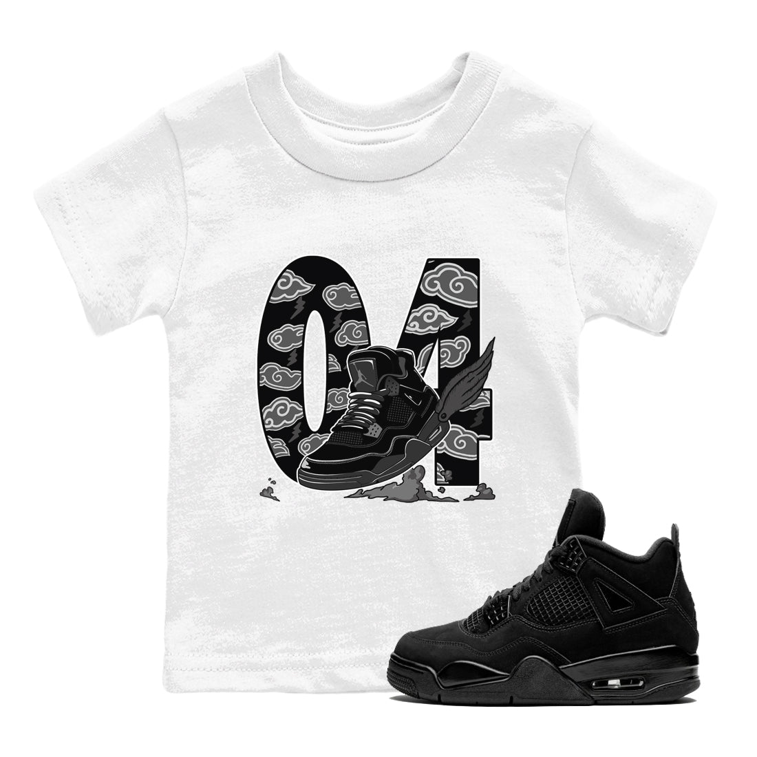 Fly To The Clouds snkmatch Tees Kids - Air Jordan 4 Black Cat