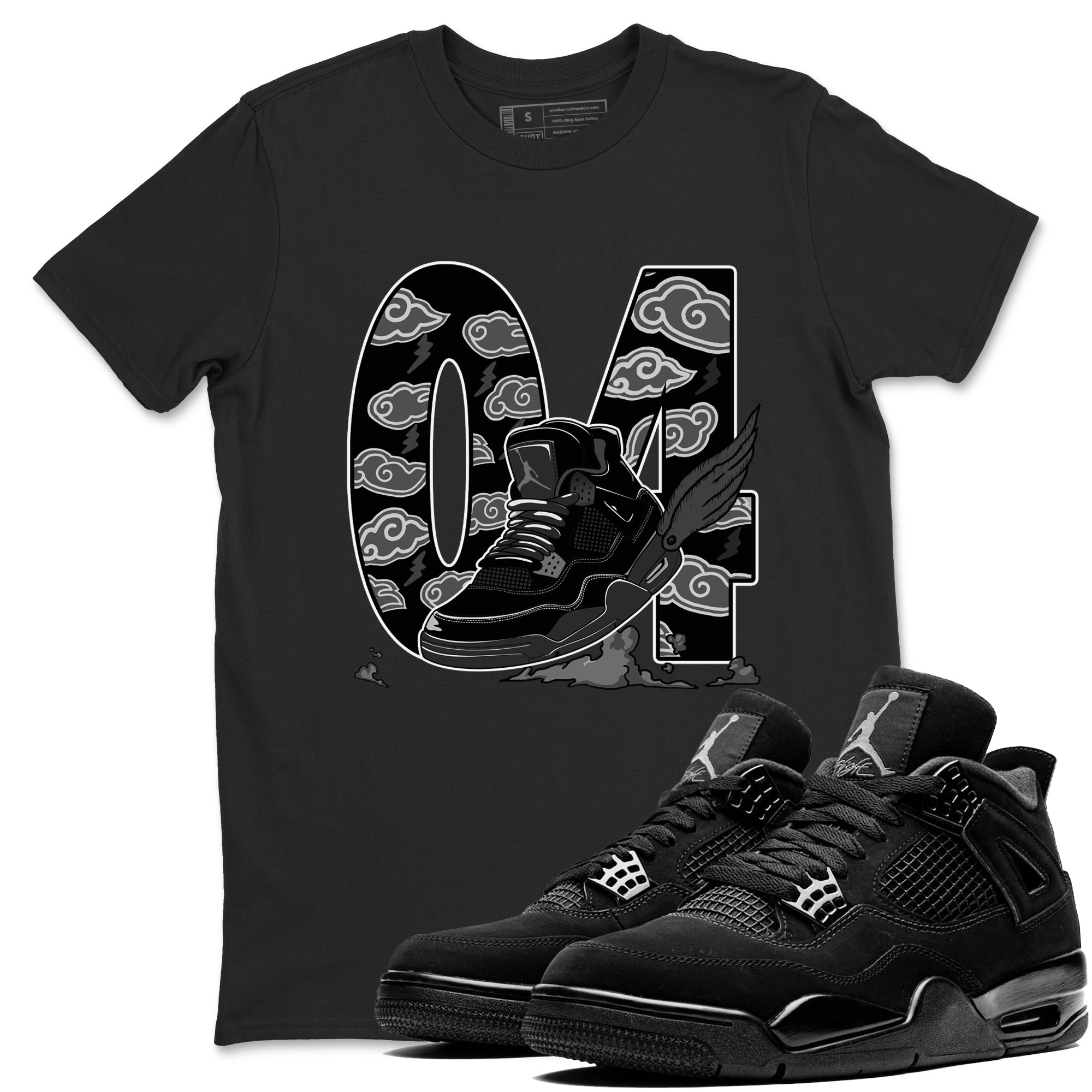 Fly To The Clouds snkmatch Tees - Air Jordan 4 Black Cat