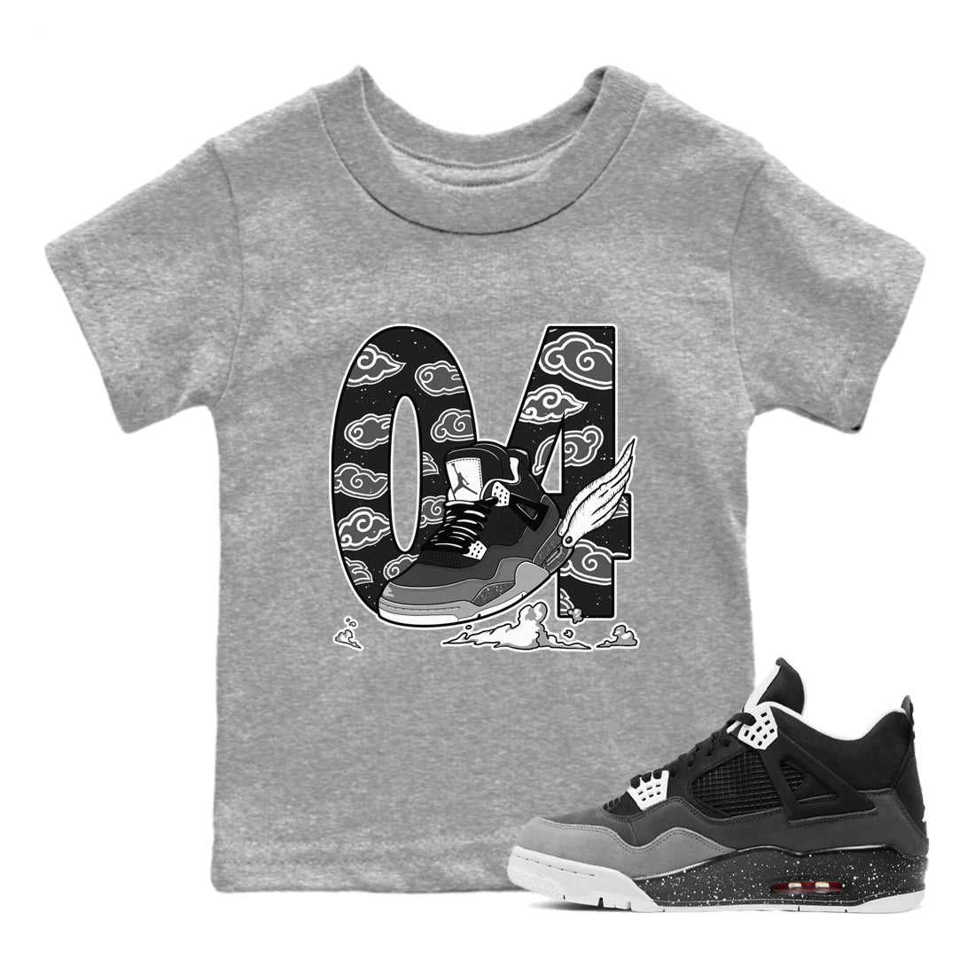 Fly To The Clouds snkmatch Tees Kids - Air Jordan 4 Fear