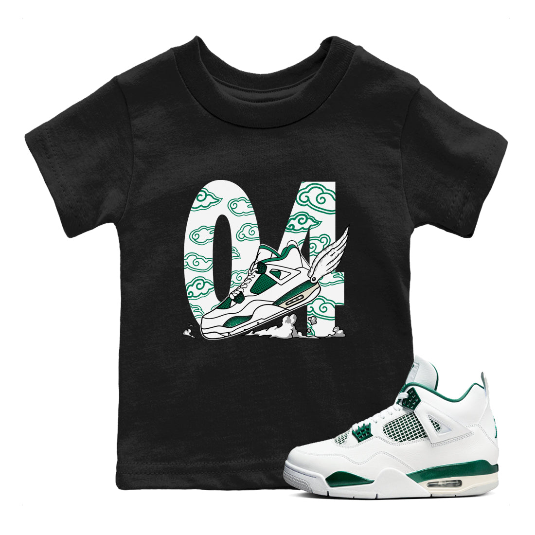 Fly To The Clouds snkmatch Tees Kids - Air Jordan 4 Oxidized Green