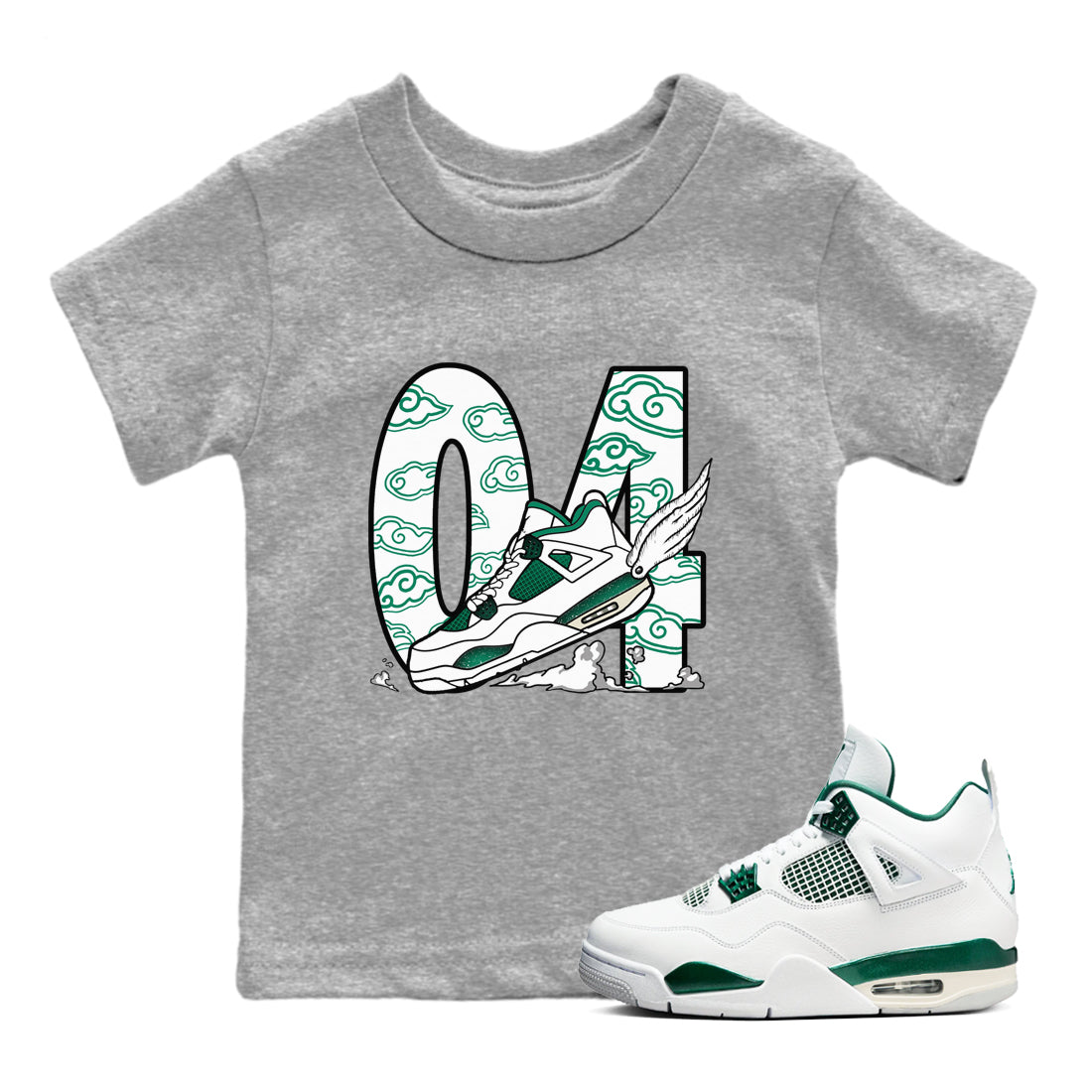 Fly To The Clouds snkmatch Tees Kids - Air Jordan 4 Oxidized Green