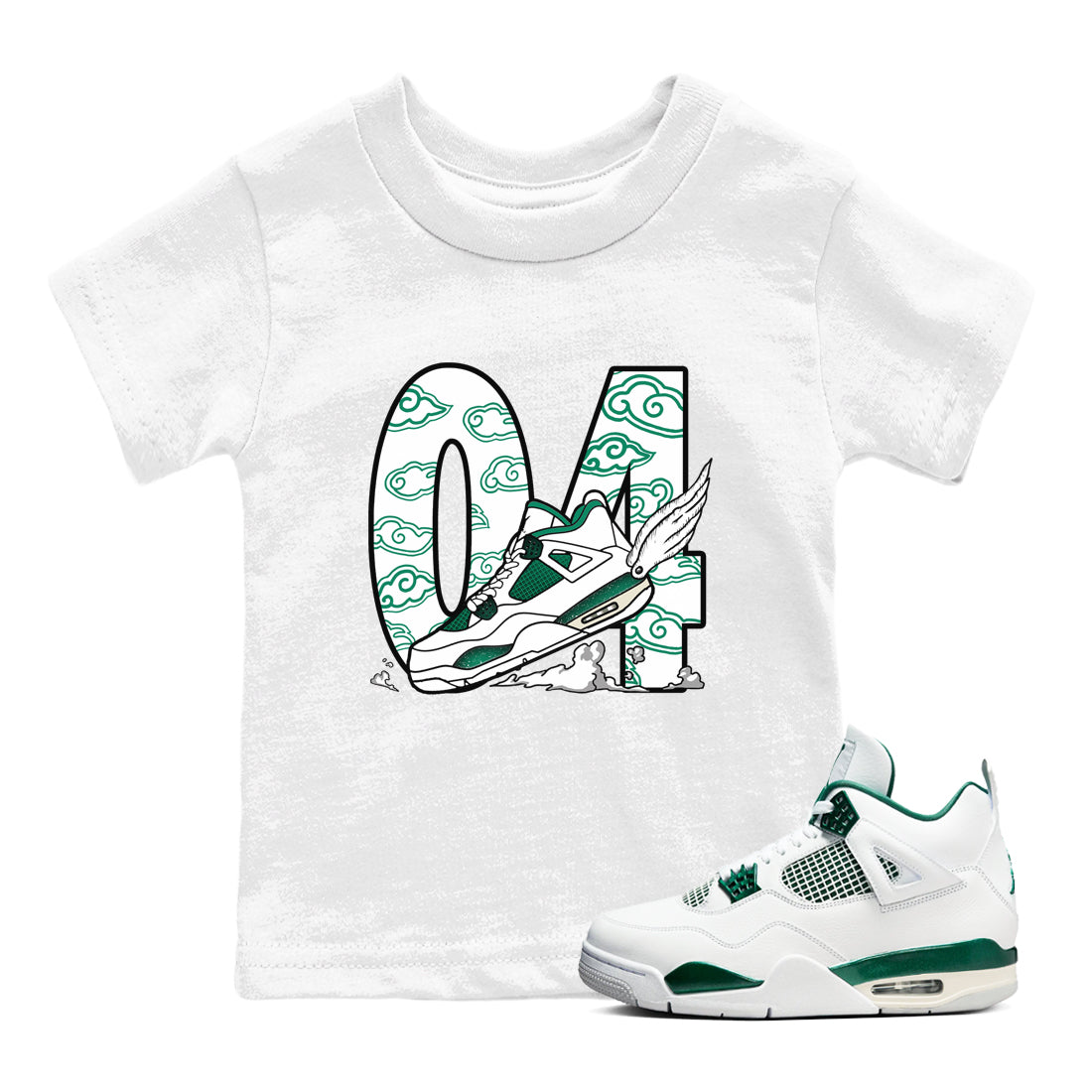 Fly To The Clouds snkmatch Tees Kids - Air Jordan 4 Oxidized Green