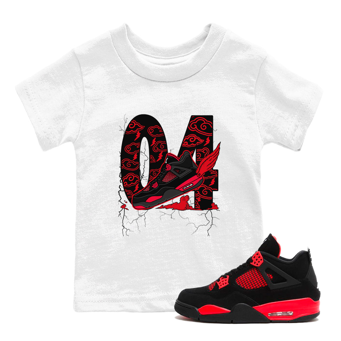 Fly To The Clouds snkmatch Tees Kids - Air Jordan 4 Red Thunder