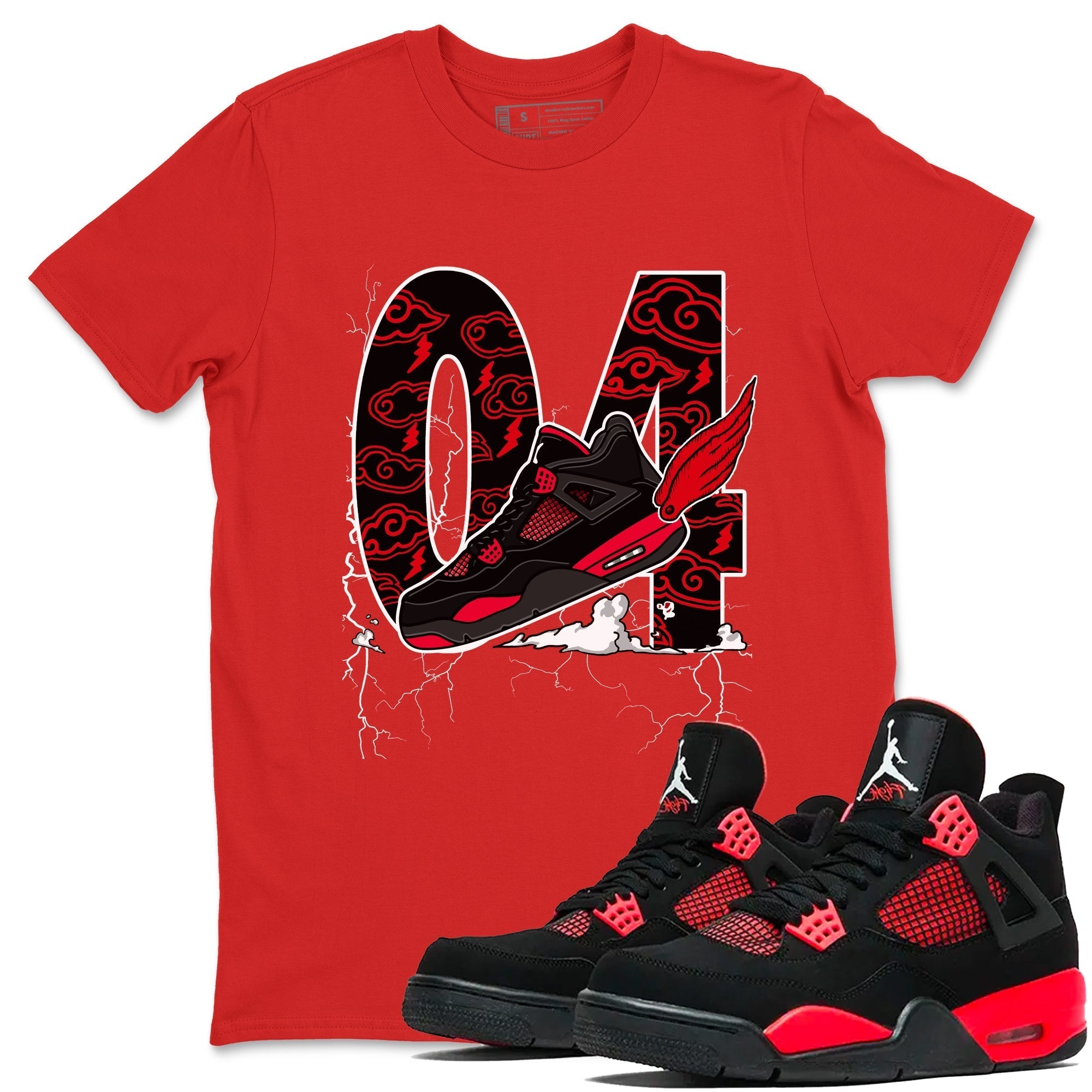 Fly To The Clouds snkmatch Tees - Air Jordan 4 Red Thunder