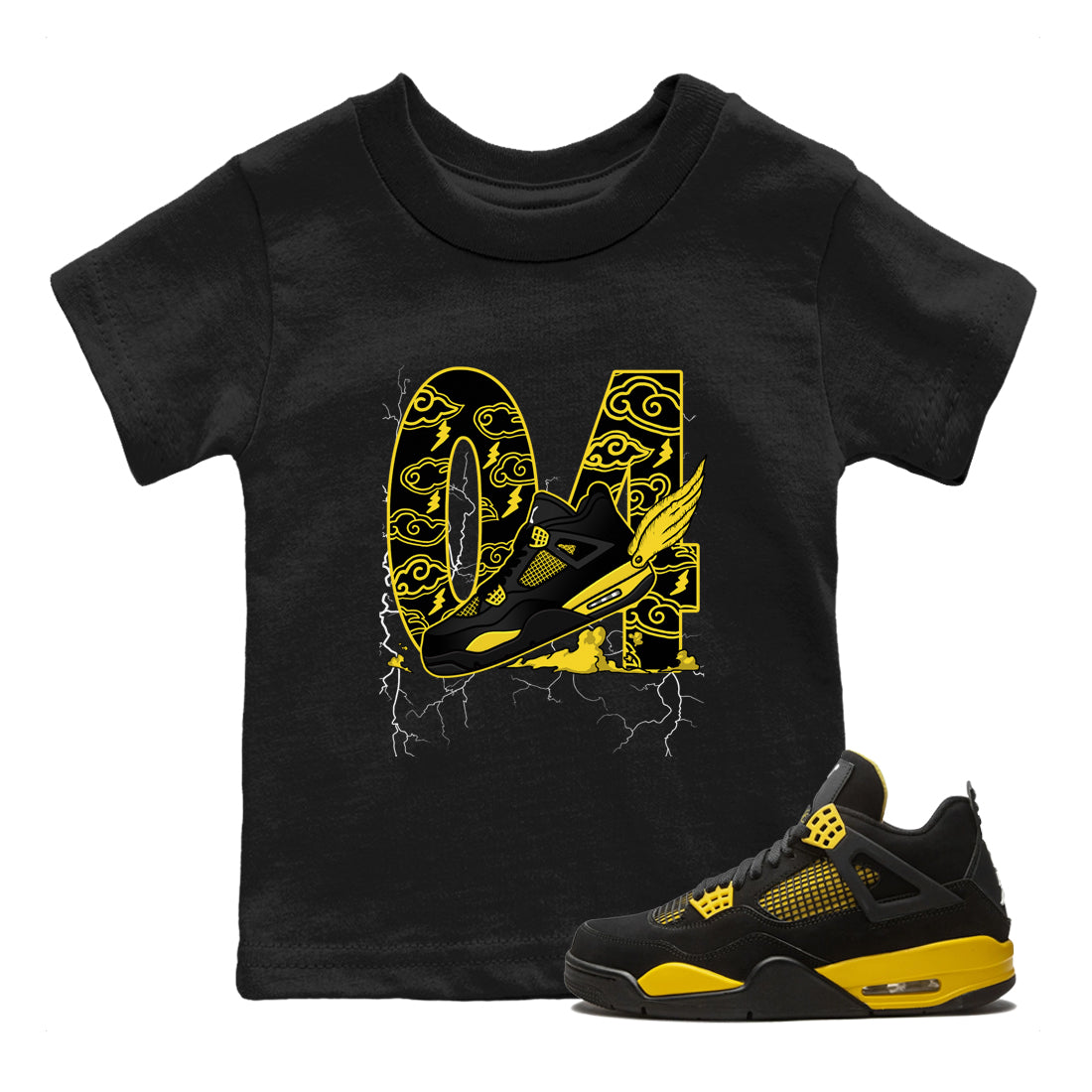 Fly To The Clouds snkmatch Tees Kids - Air Jordan 4 Thunder