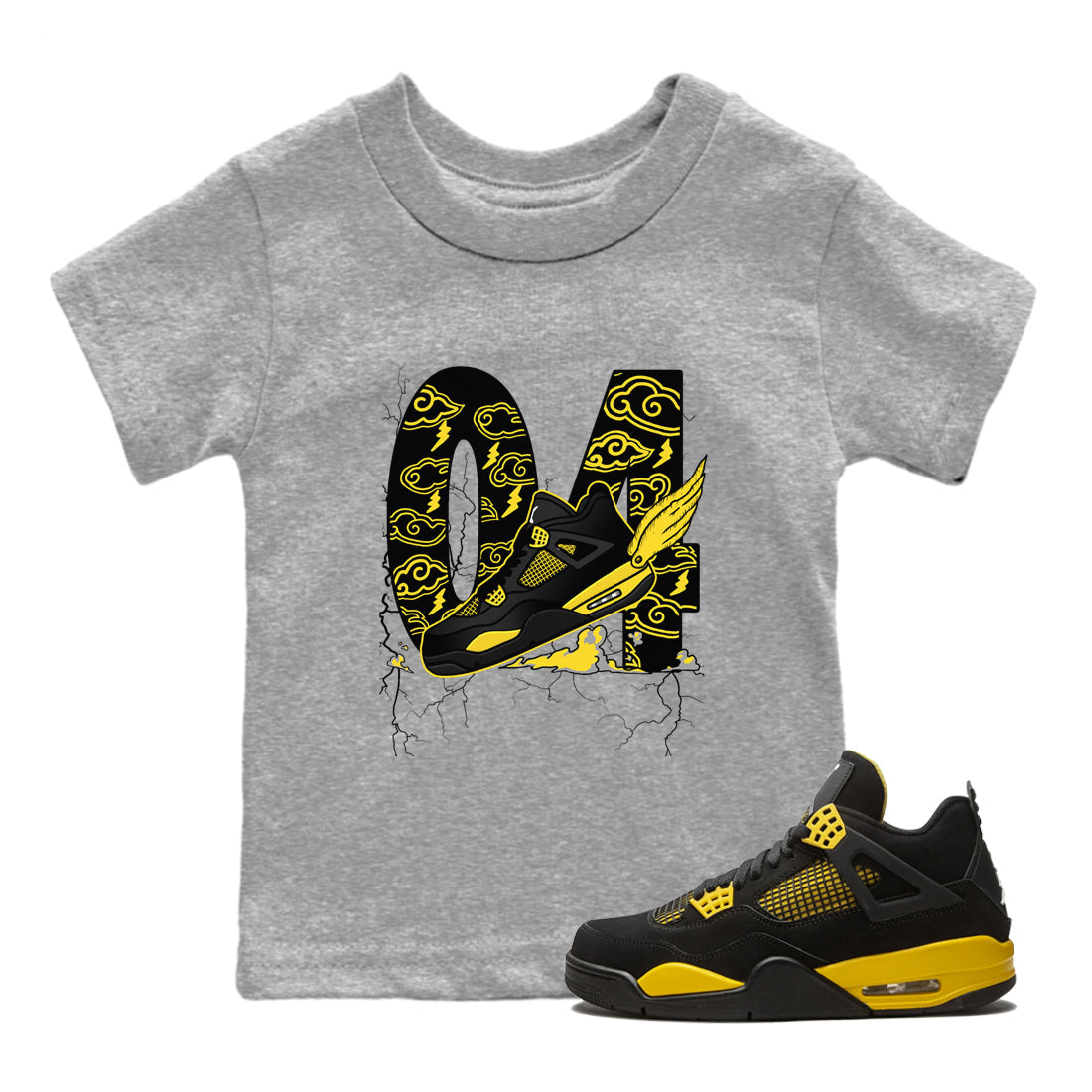Fly To The Clouds snkmatch Tees Kids - Air Jordan 4 Thunder