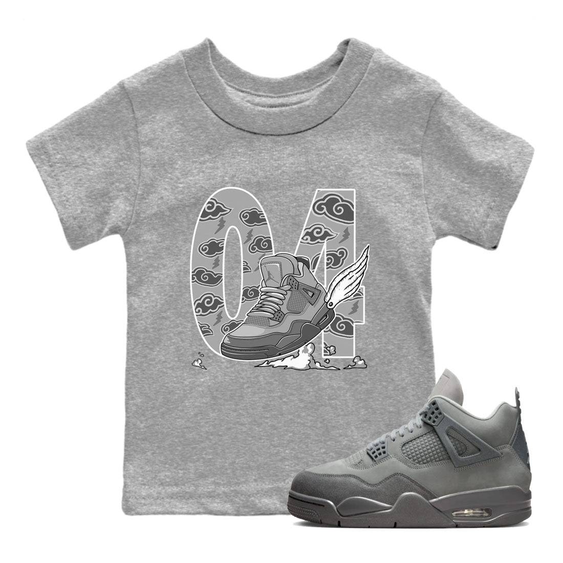 Fly To The Clouds snkmatch Tees Kids - Air Jordan 4 Wet Cement