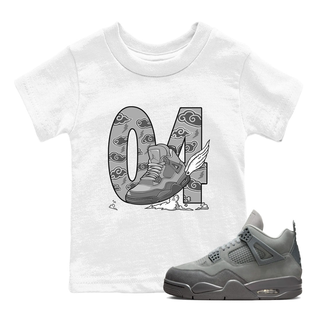 Fly To The Clouds snkmatch Tees Kids - Air Jordan 4 Wet Cement