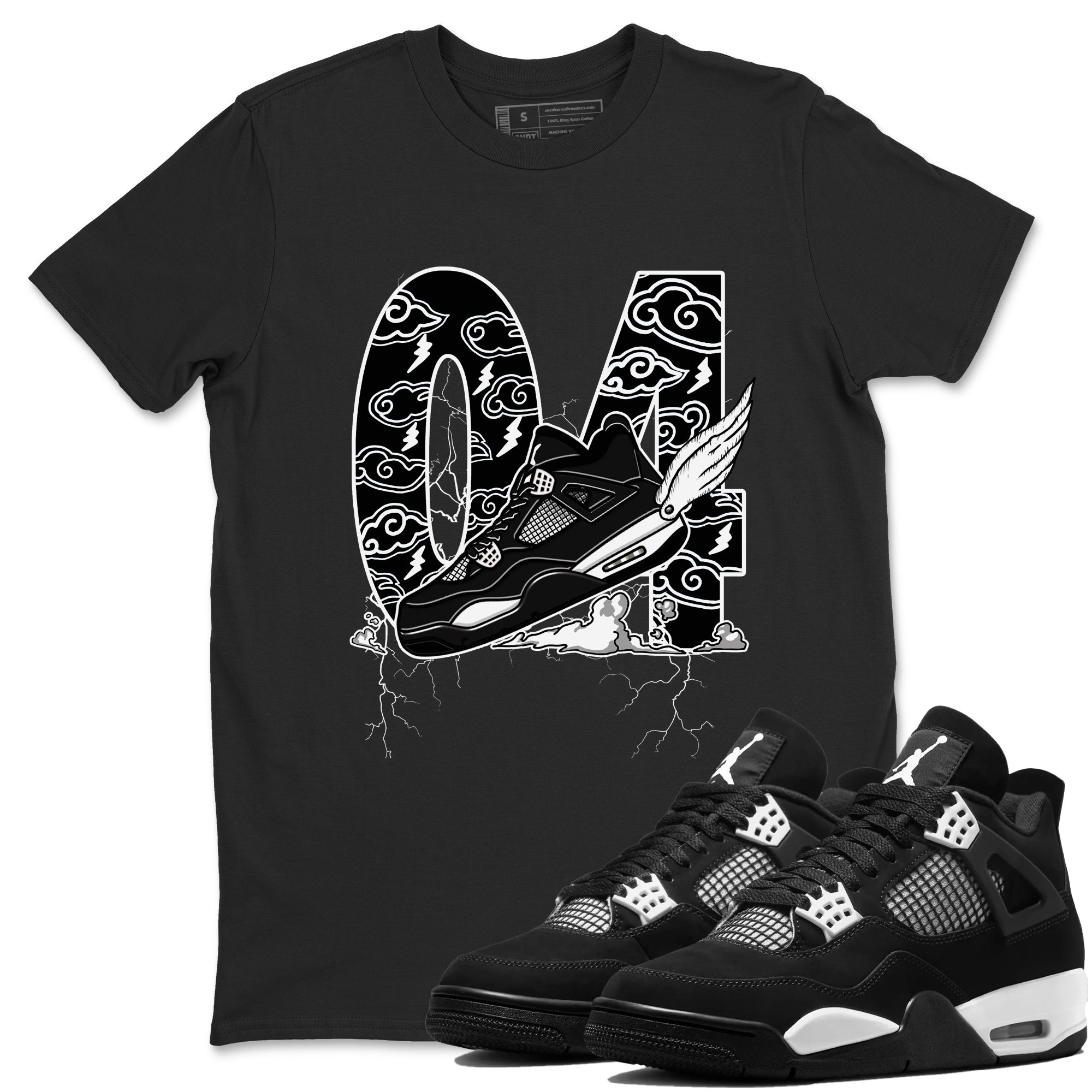 Fly To The Clouds snkmatch Tees - Air Jordan 4 White Thunder