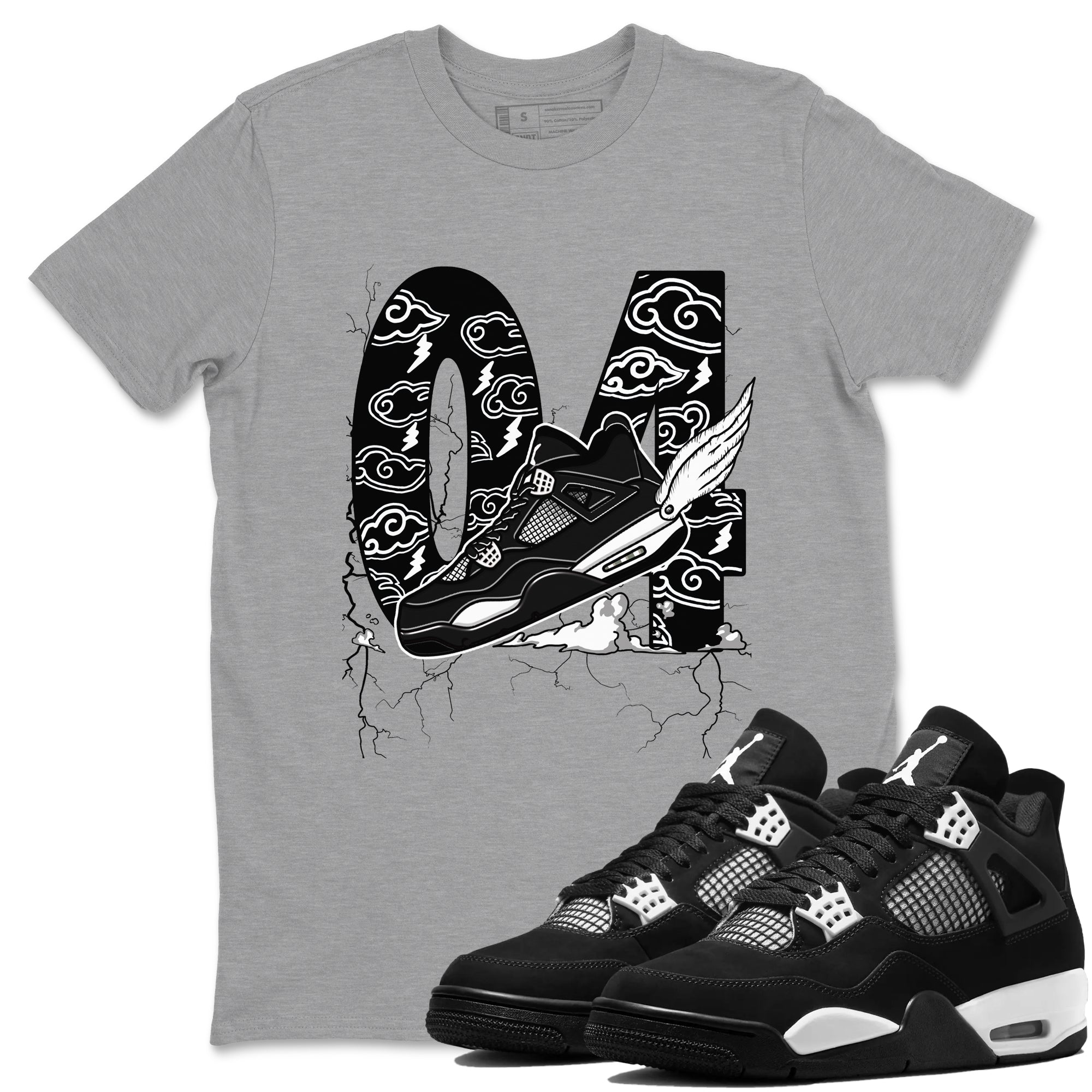 Fly To The Clouds snkmatch Tees - Air Jordan 4 White Thunder