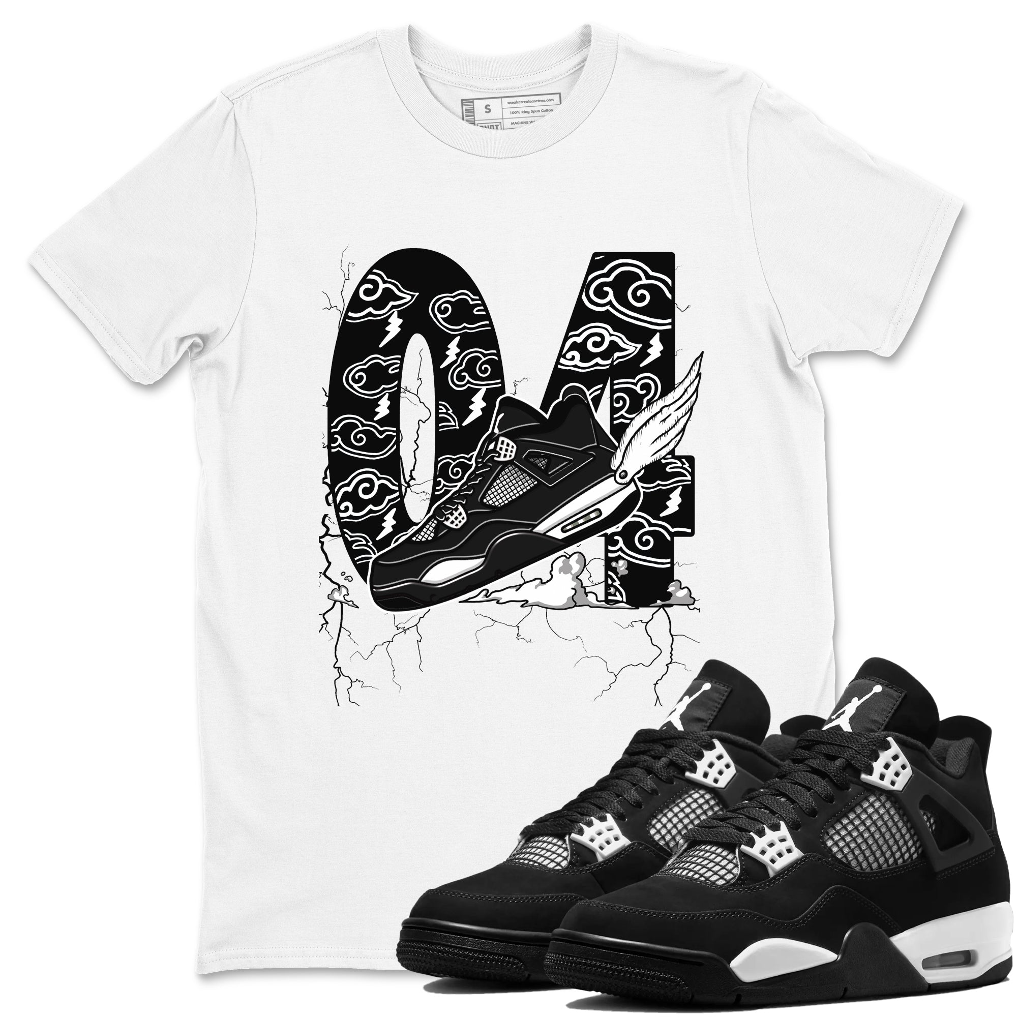 Fly To The Clouds snkmatch Tees - Air Jordan 4 White Thunder