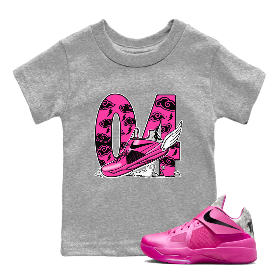 Fly To The Clouds snkmatch Tees Kids - Nike KD 4 Aunt Pearl