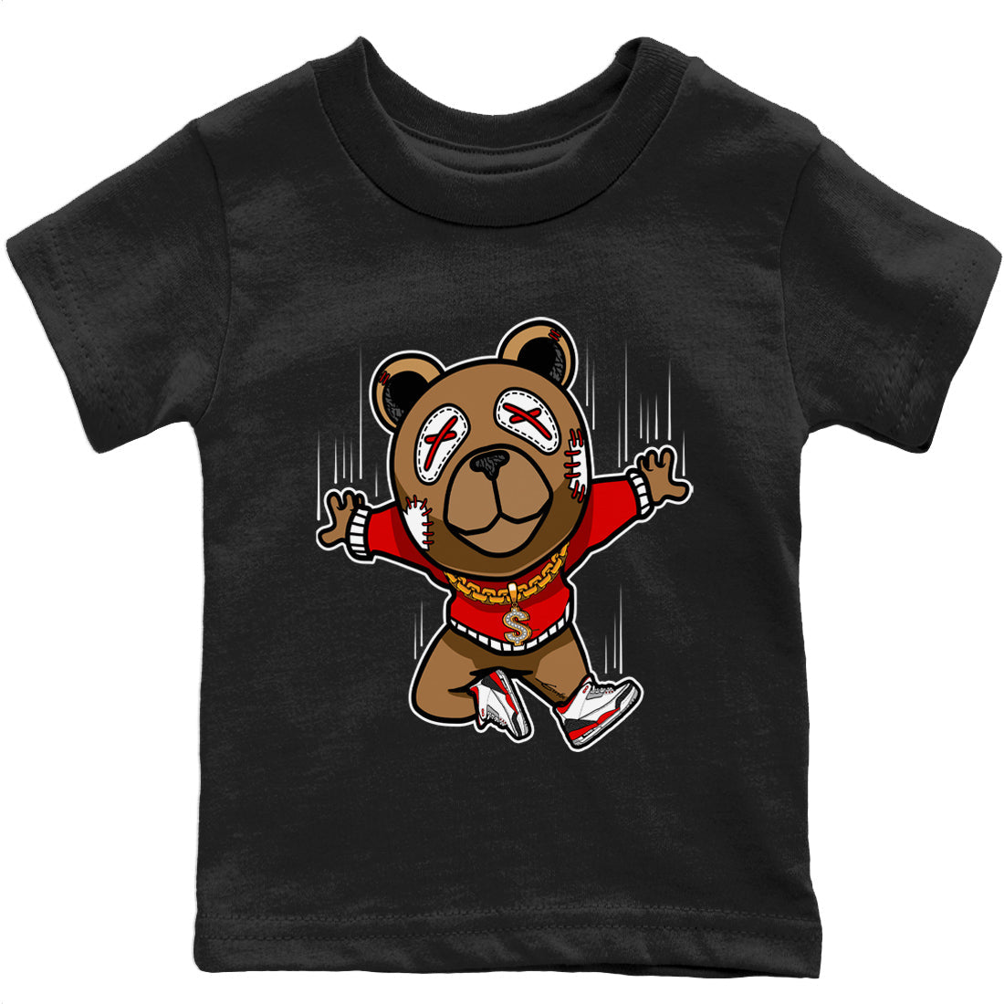 Flying Bear Kids Tops - Air Jordan 3 Fire Red
