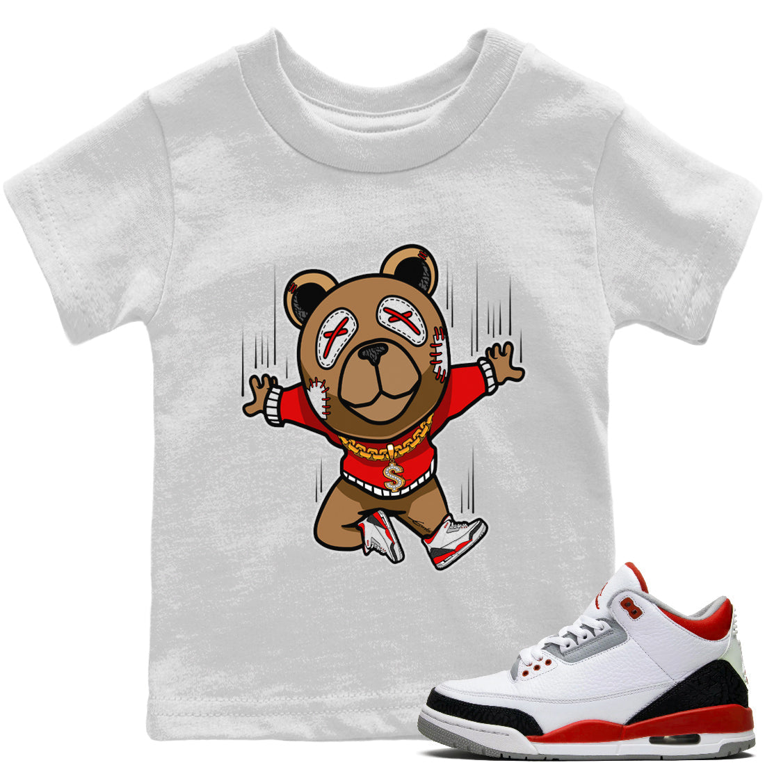 Flying Bear Kids Tops - Air Jordan 3 Fire Red