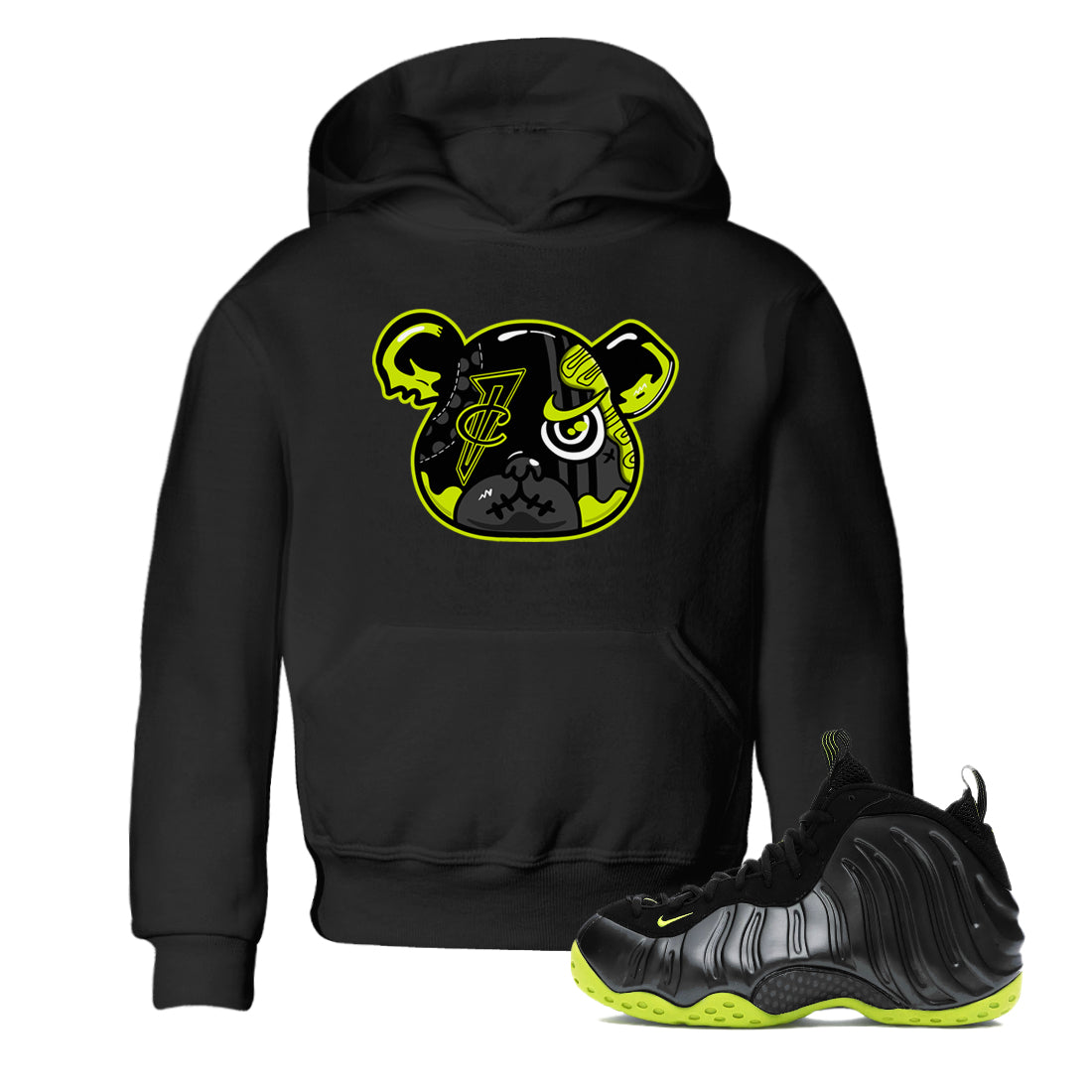 Foamposite Bear snkmatch Tees Kids - Air Foamposite One Black Volt