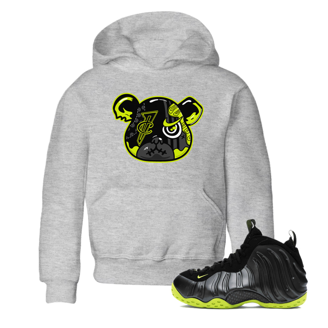 Foamposite Bear snkmatch Tees Kids - Air Foamposite One Black Volt