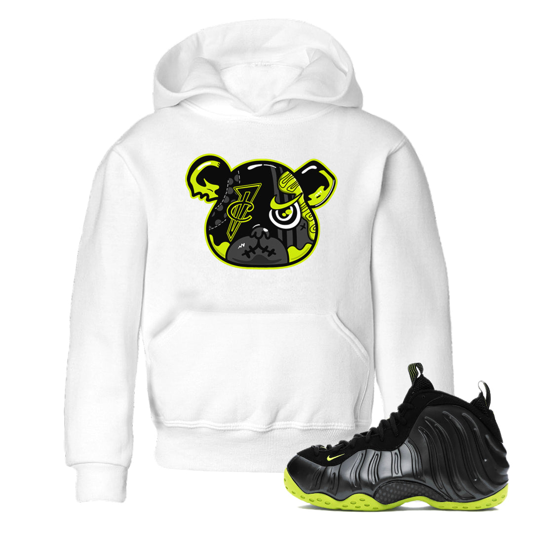 Foamposite Bear snkmatch Tees Kids - Air Foamposite One Black Volt