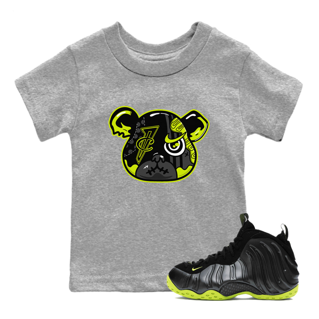 Foamposite Bear snkmatch Tees Kids - Air Foamposite One Black Volt