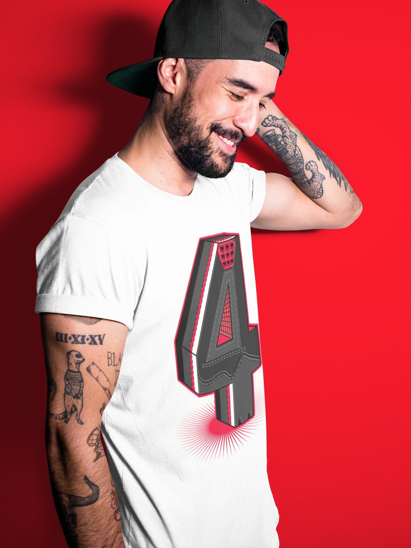 Four Statue Unisex Tops - Air Jordan 4 Red Thunder
