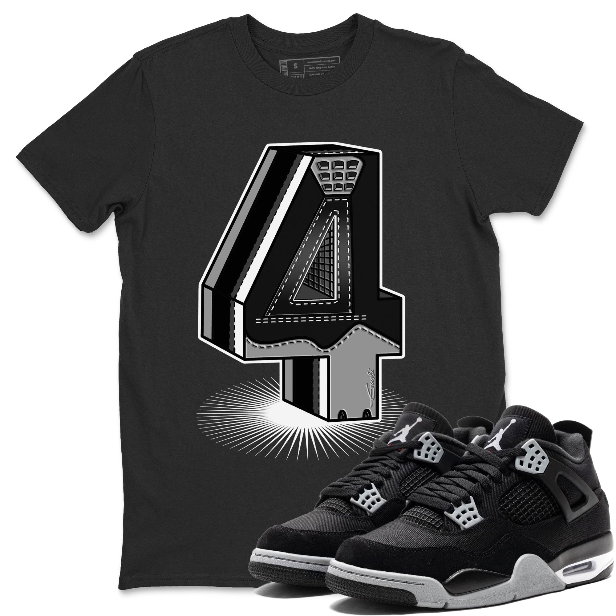 Four Statue Unisex Tops - Air Jordan 4 Black Canvas