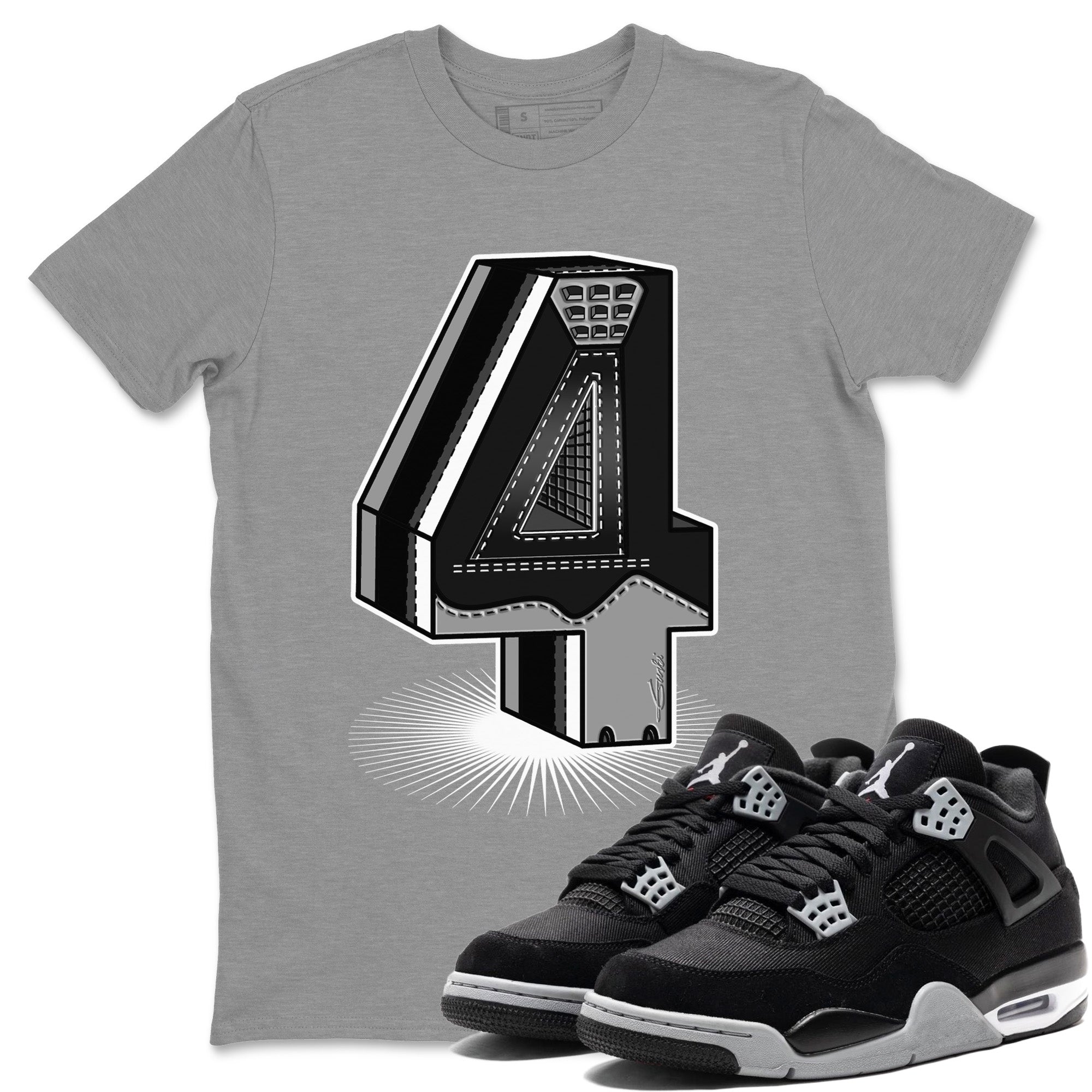 Four Statue Unisex Tops - Air Jordan 4 Black Canvas