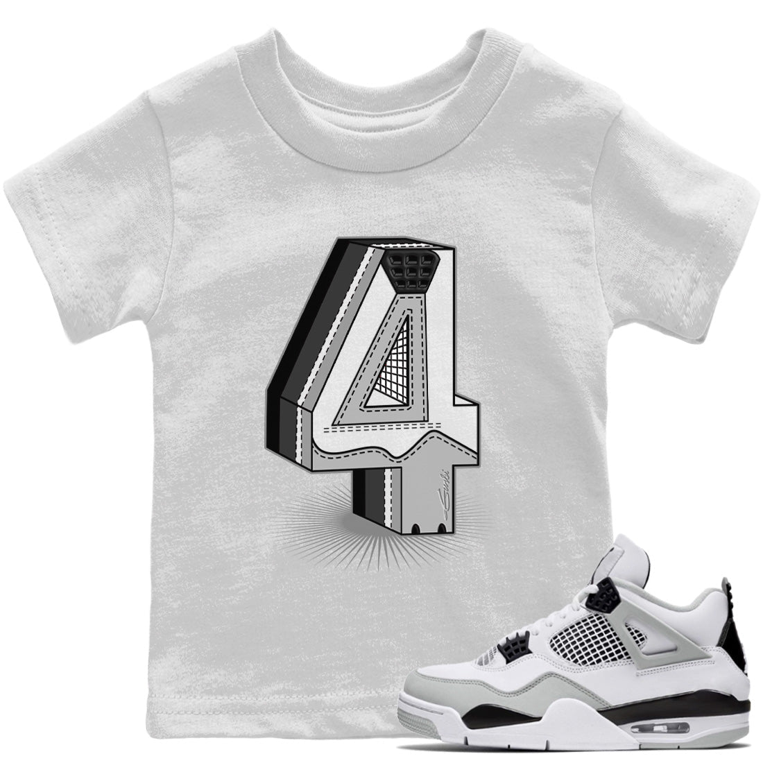 Four Statue Kids Tops - Air Jordan 4 Military Black