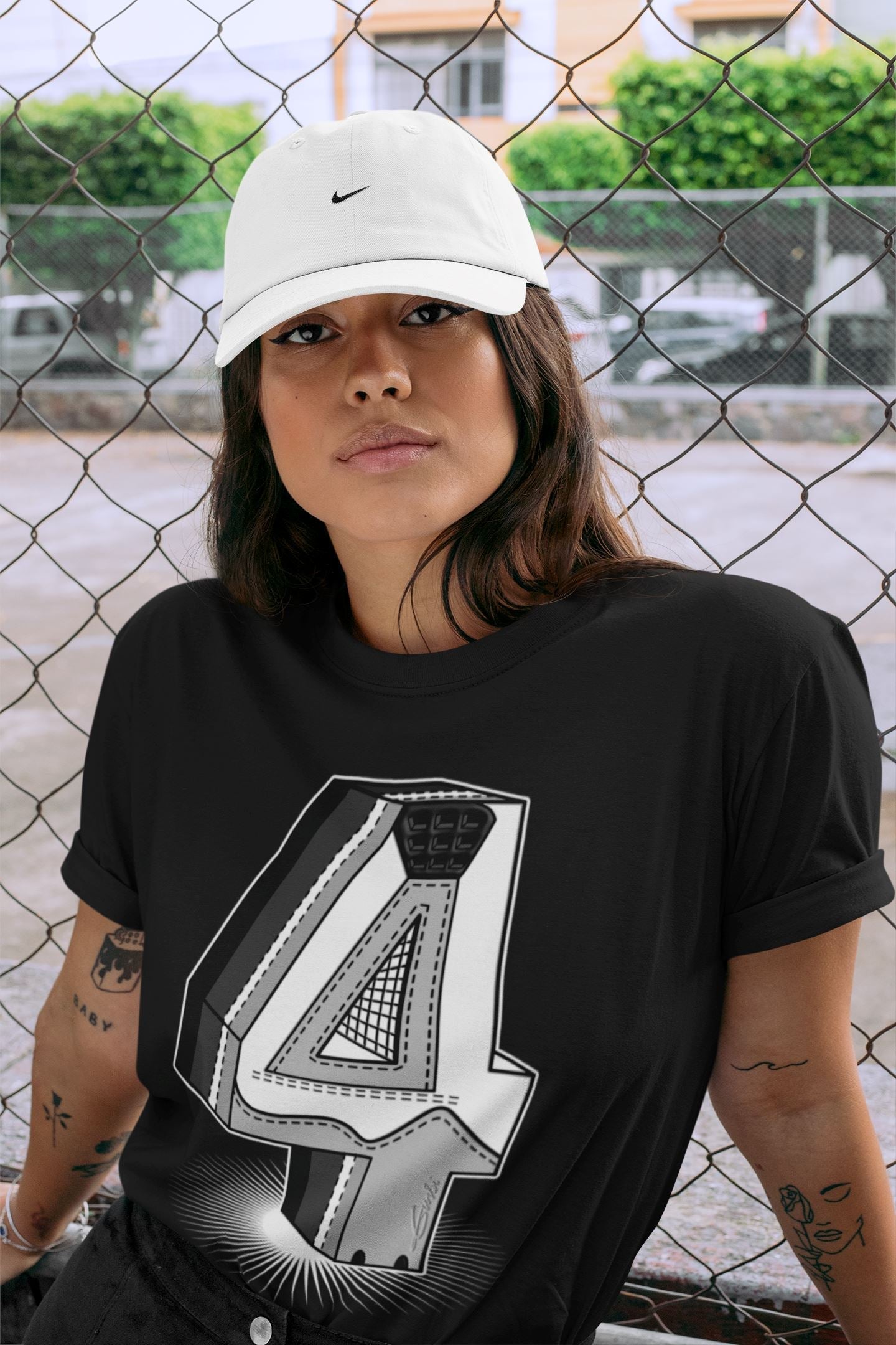 Four Statue Unisex Tops - Air Jordan 4 Military Black