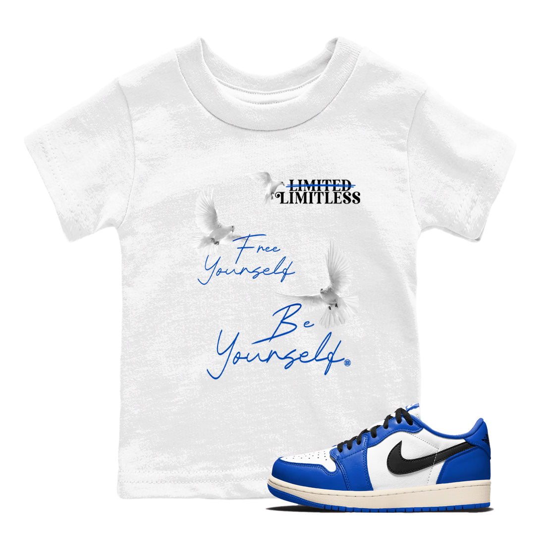 Free Yourself Be Yourself snkmatch Tees Kids - Air Jordan 1 Game Royal