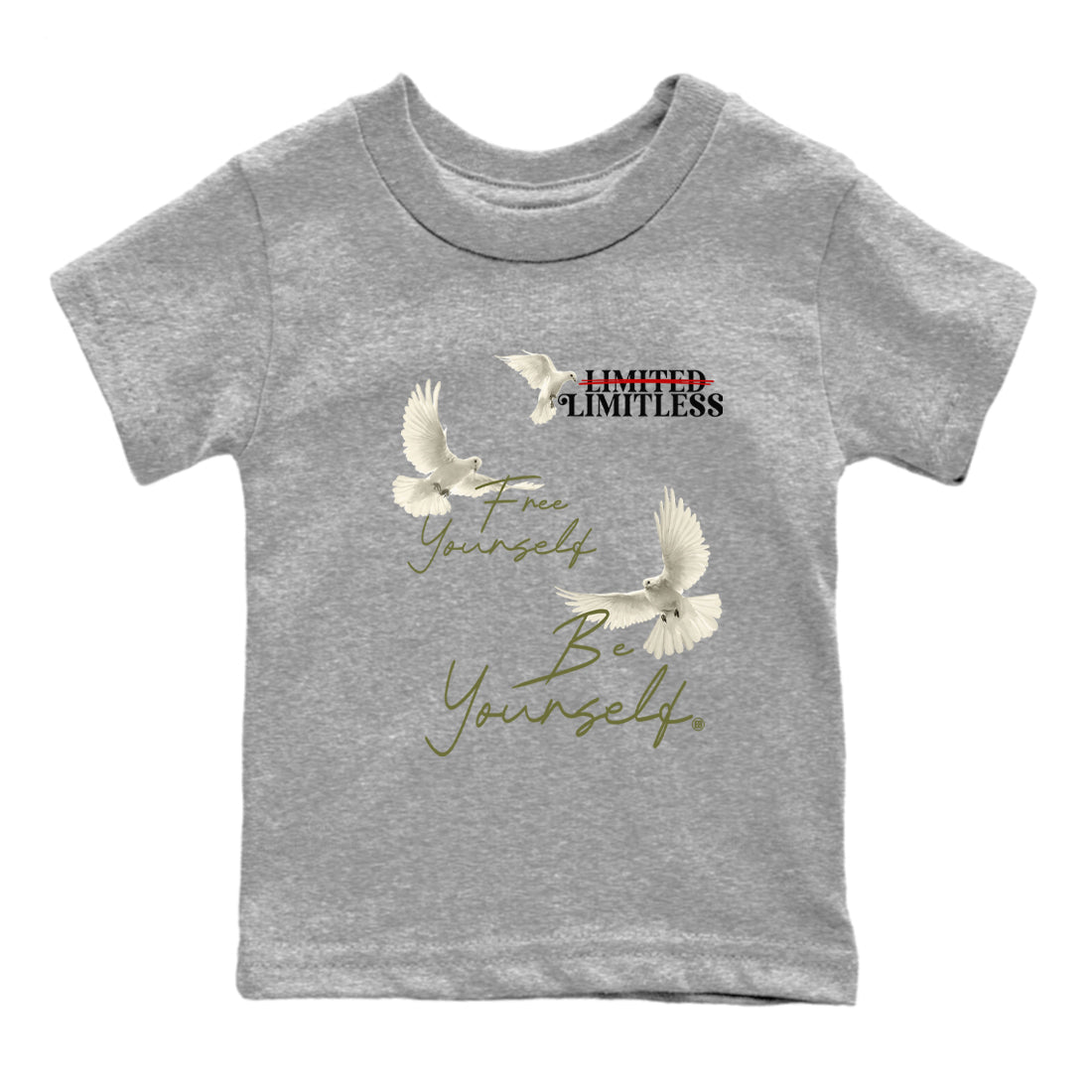 Free Yourself Be Yourself snkmatch Tees Kids - Air Jordan 1 Travis Scott Medium Olive