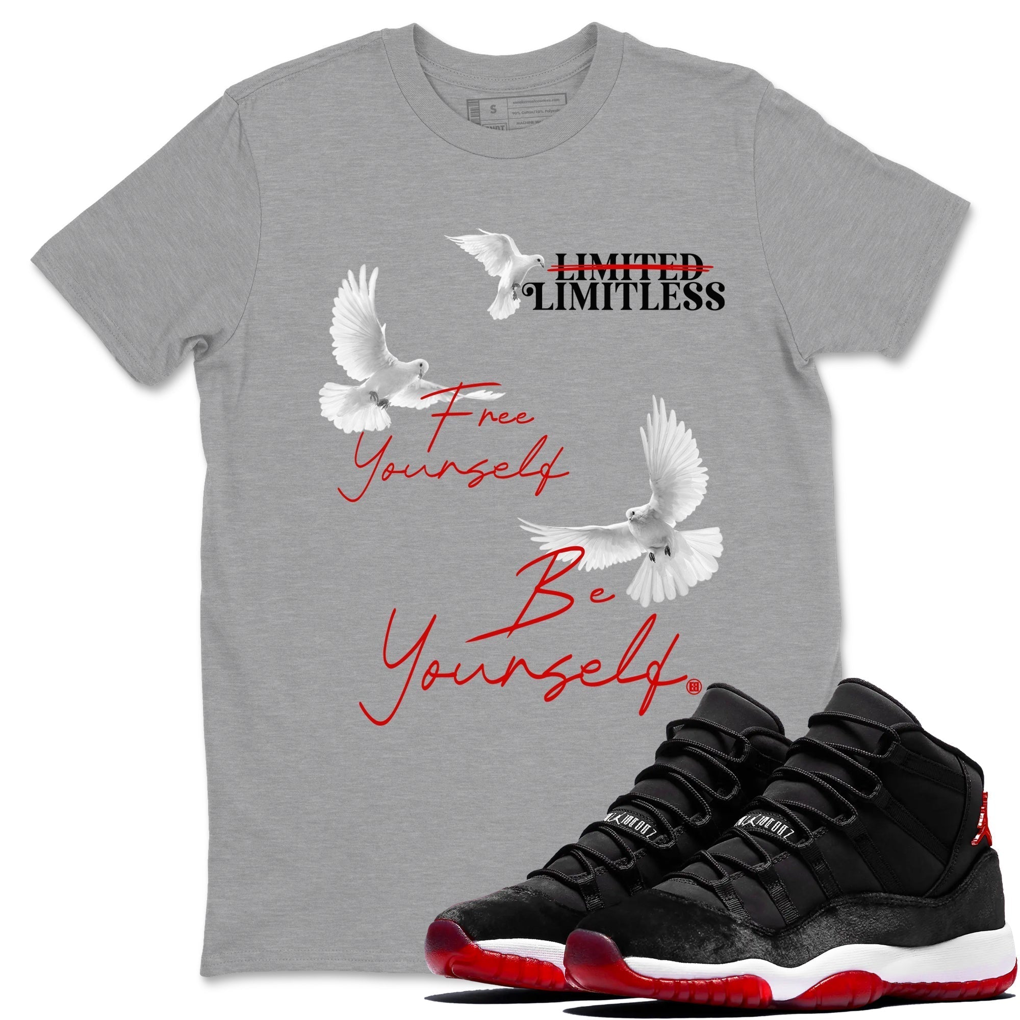 Free Yourself Be Yourself snkmatch Tees - Air Jordan 11 Bred Velvet