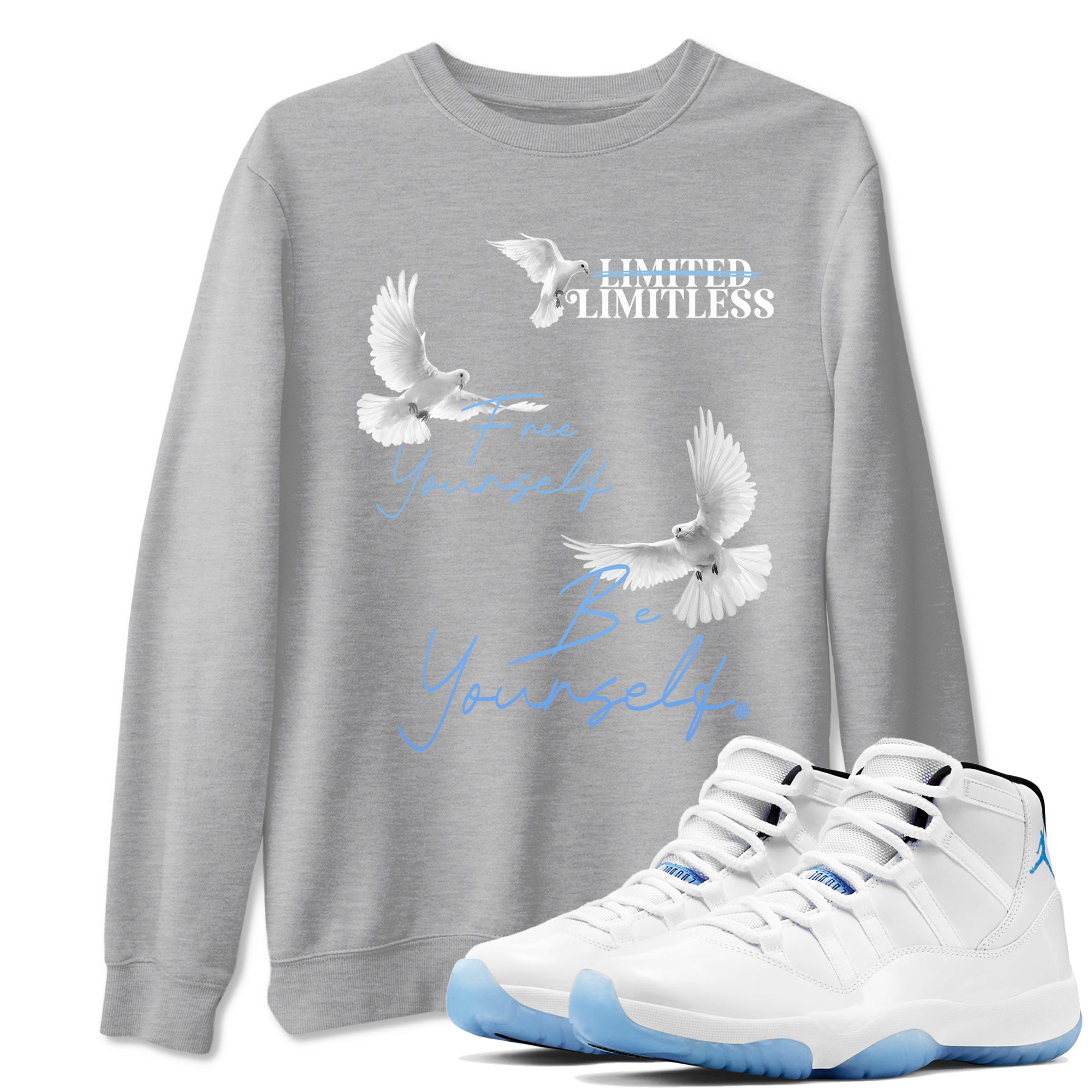 Free Yourself Be Yourself snkmatch Tees - Air Jordan 11 Legend Blue