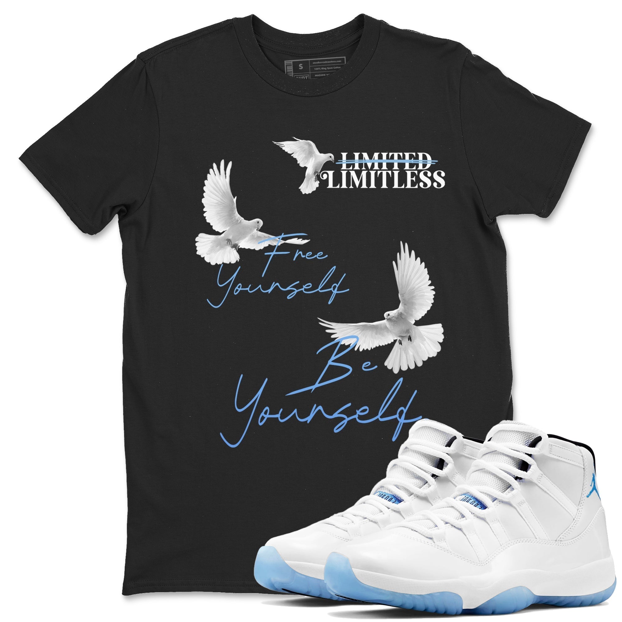 Free Yourself Be Yourself snkmatch Tees - Air Jordan 11 Legend Blue