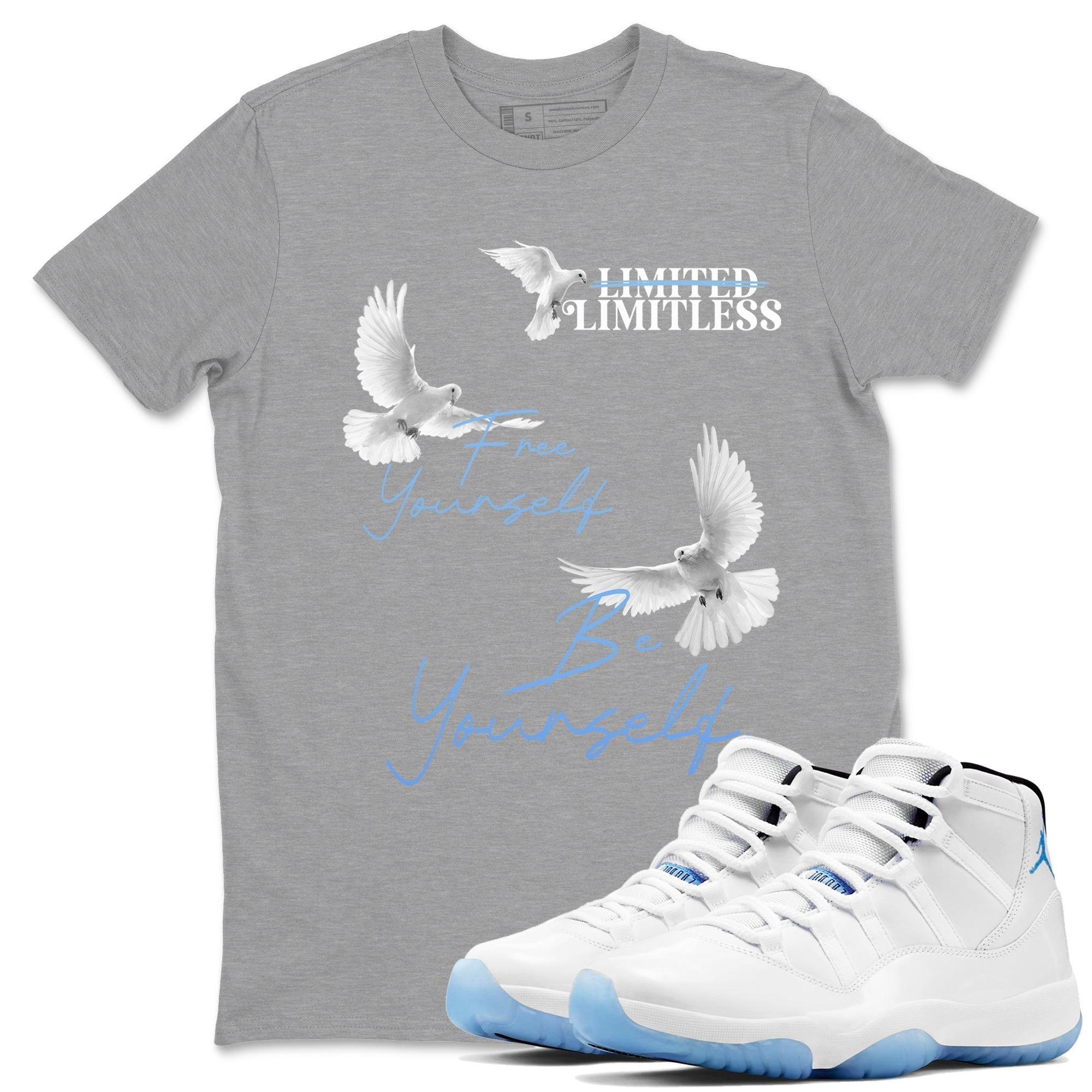 Free Yourself Be Yourself snkmatch Tees - Air Jordan 11 Legend Blue