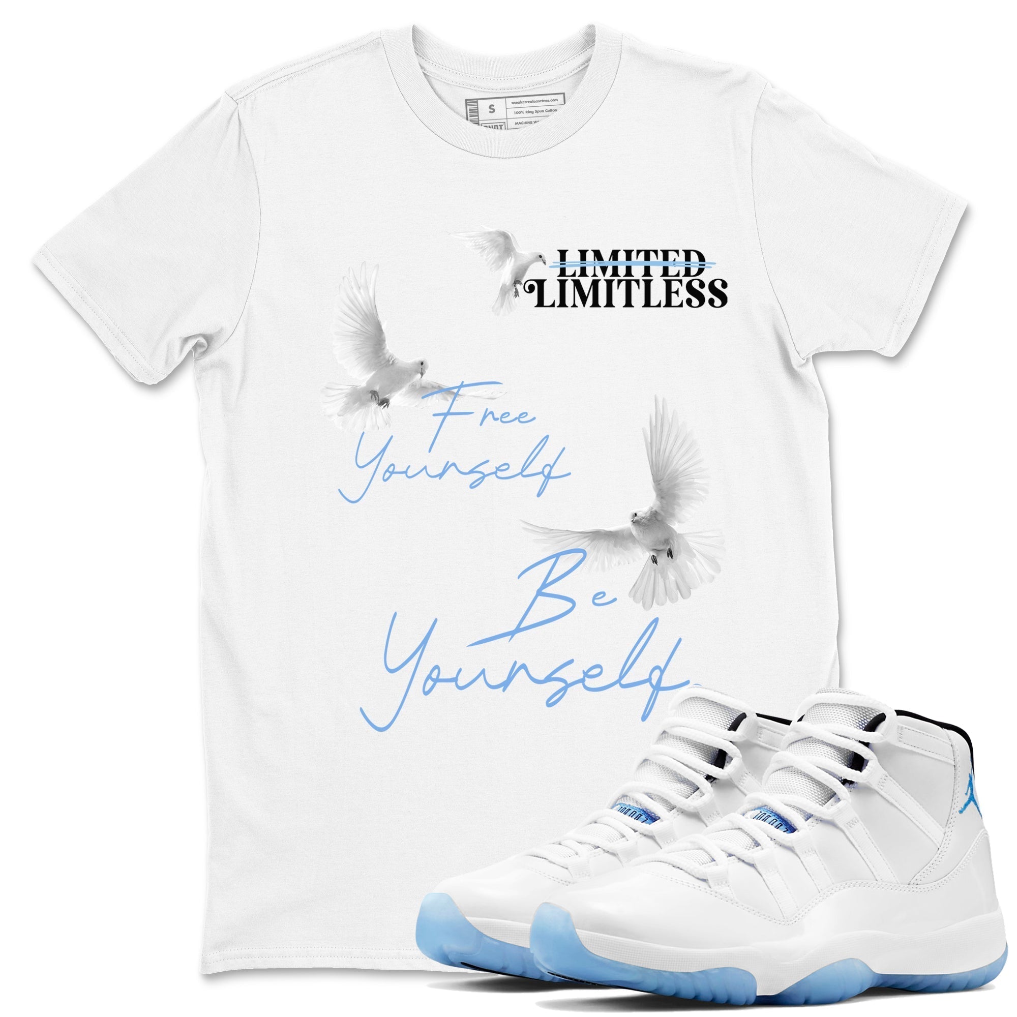 Free Yourself Be Yourself snkmatch Tees - Air Jordan 11 Legend Blue
