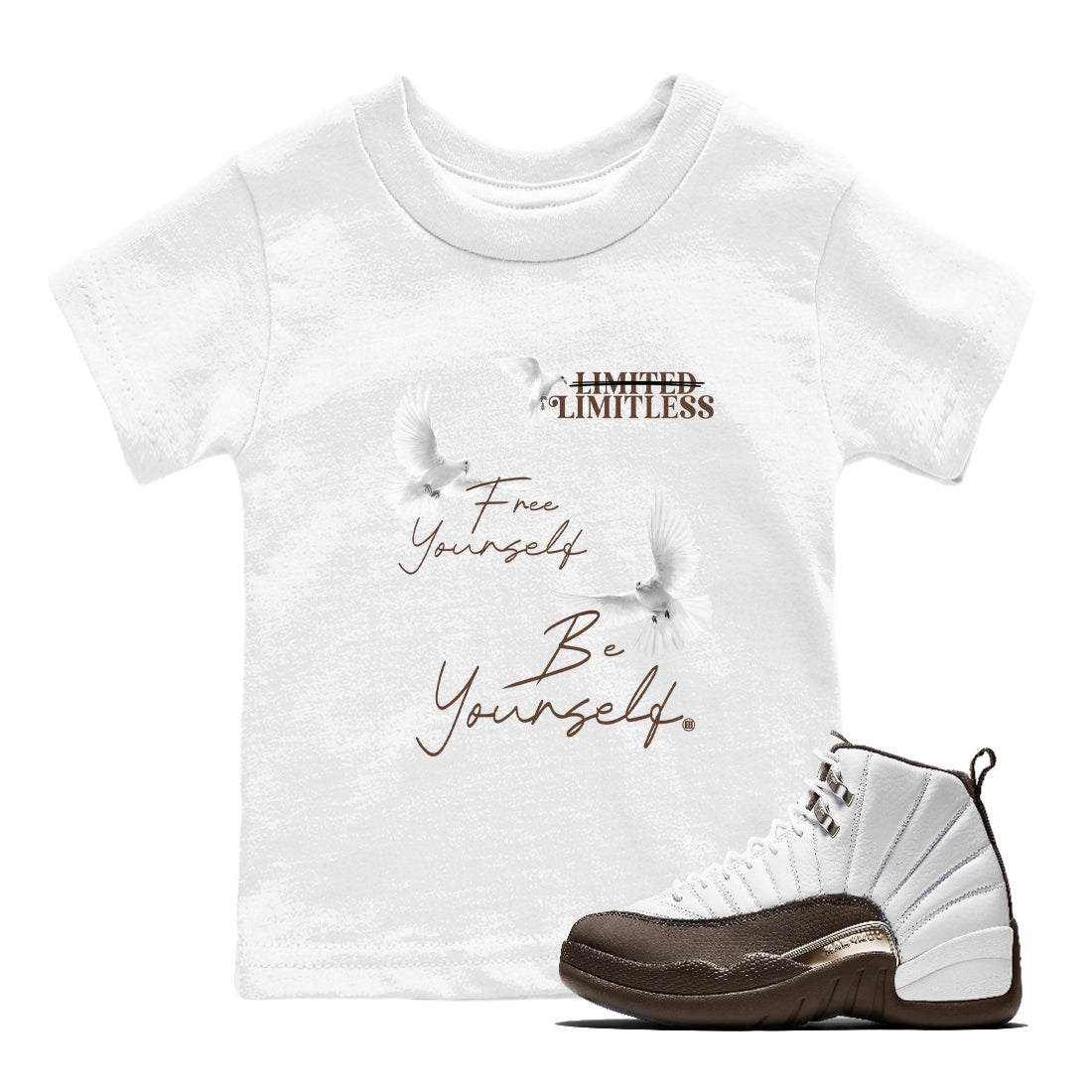Free Yourself Be Yourself snkmatch Tees Kids - Air Jordan 12 Baroque Brown