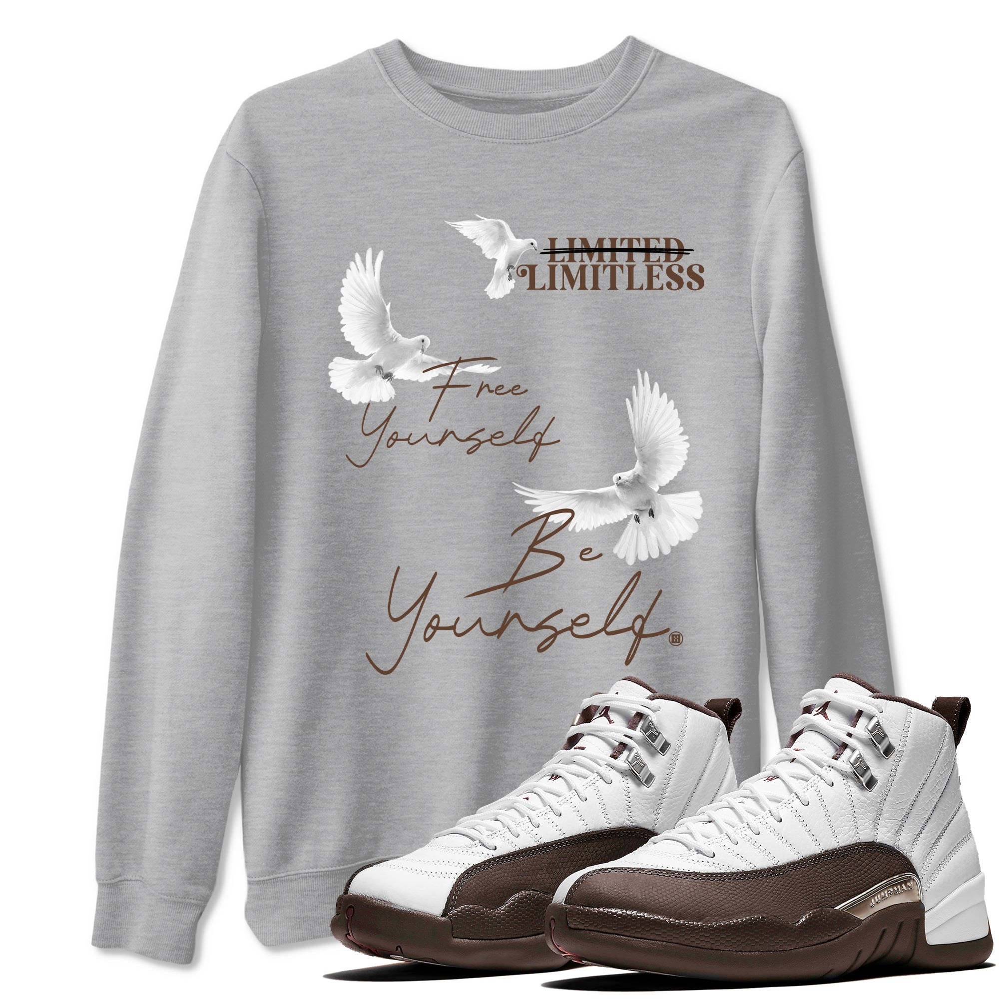 Free Yourself Be Yourself snkmatch Tees - Air Jordan 12 Baroque Brown