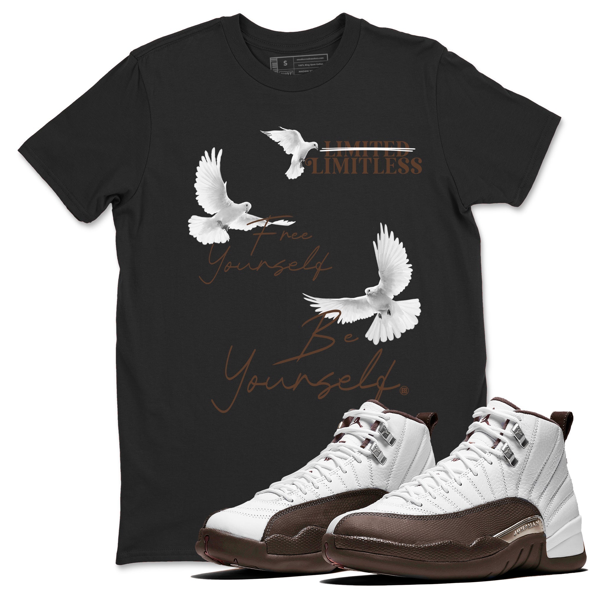 Free Yourself Be Yourself snkmatch Tees - Air Jordan 12 Baroque Brown